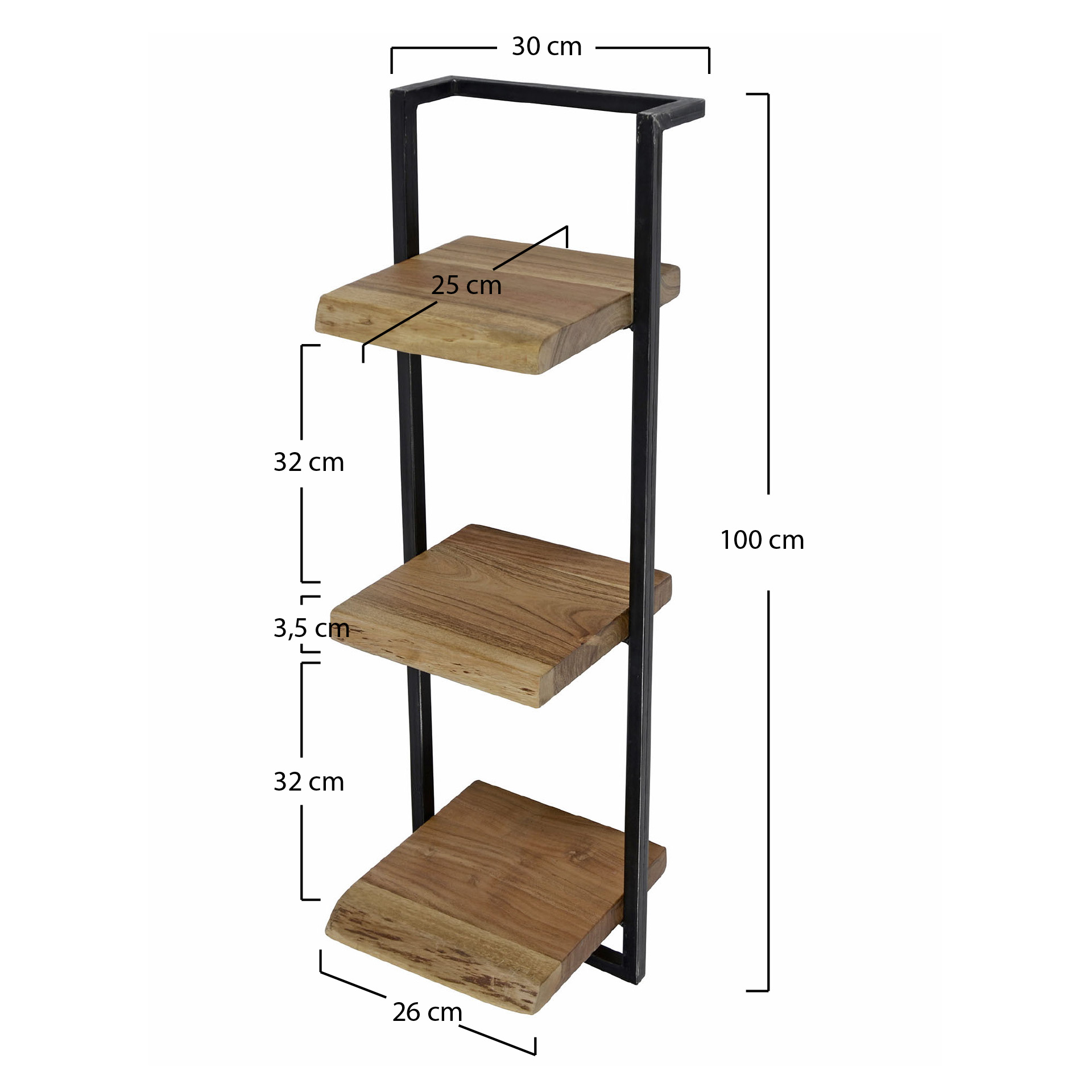 Wandplank Edge Acaciahout - 30 cm Triple - Afbeelding 9
