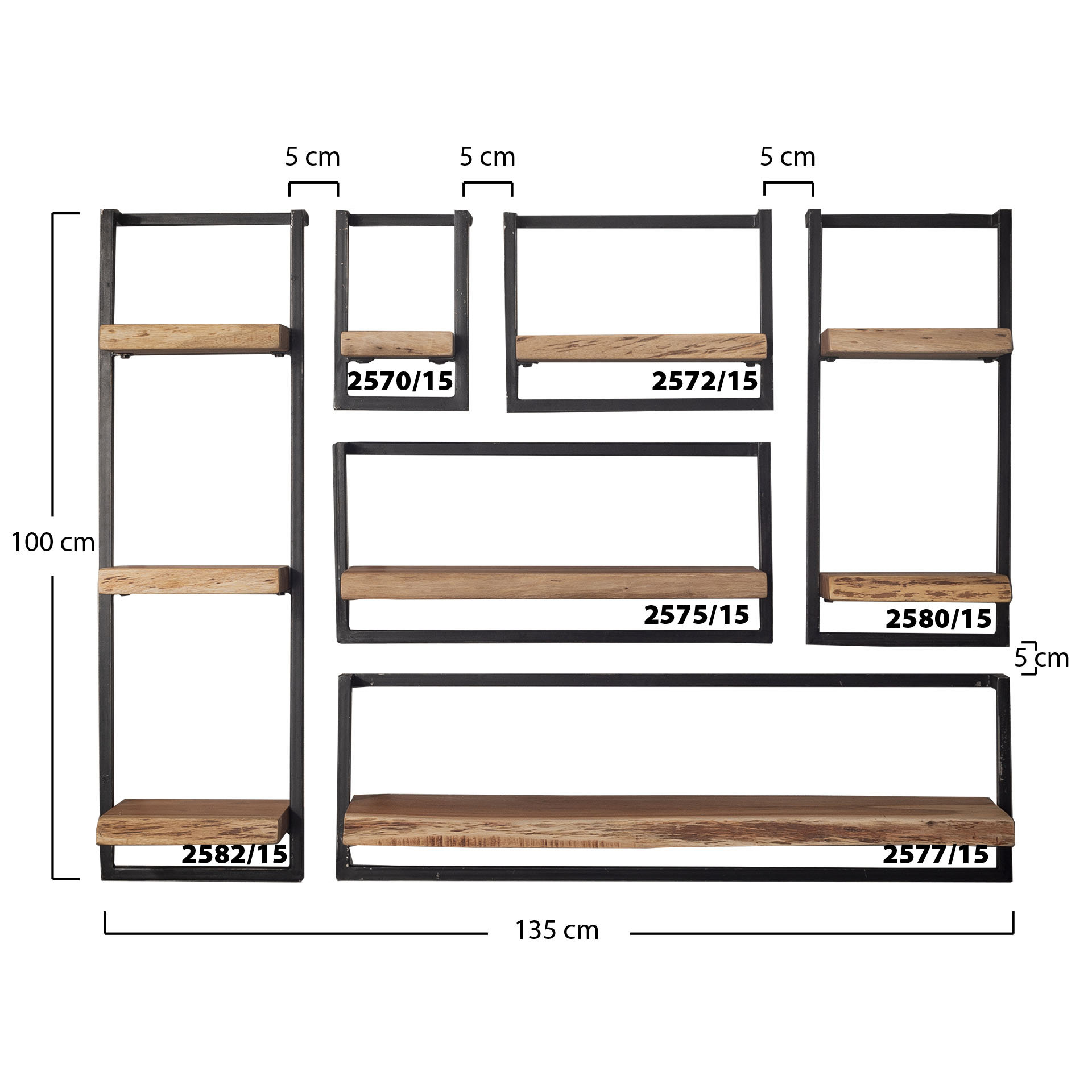 Wandplank Edge Acaciahout - 30 cm Triple - Afbeelding 10