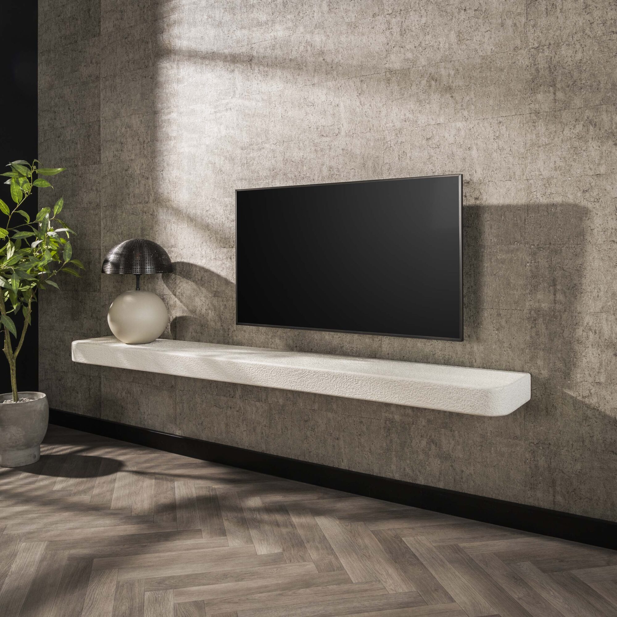 Wandplank/ TV-meubel Stone Marmercomposiet - 200 cm