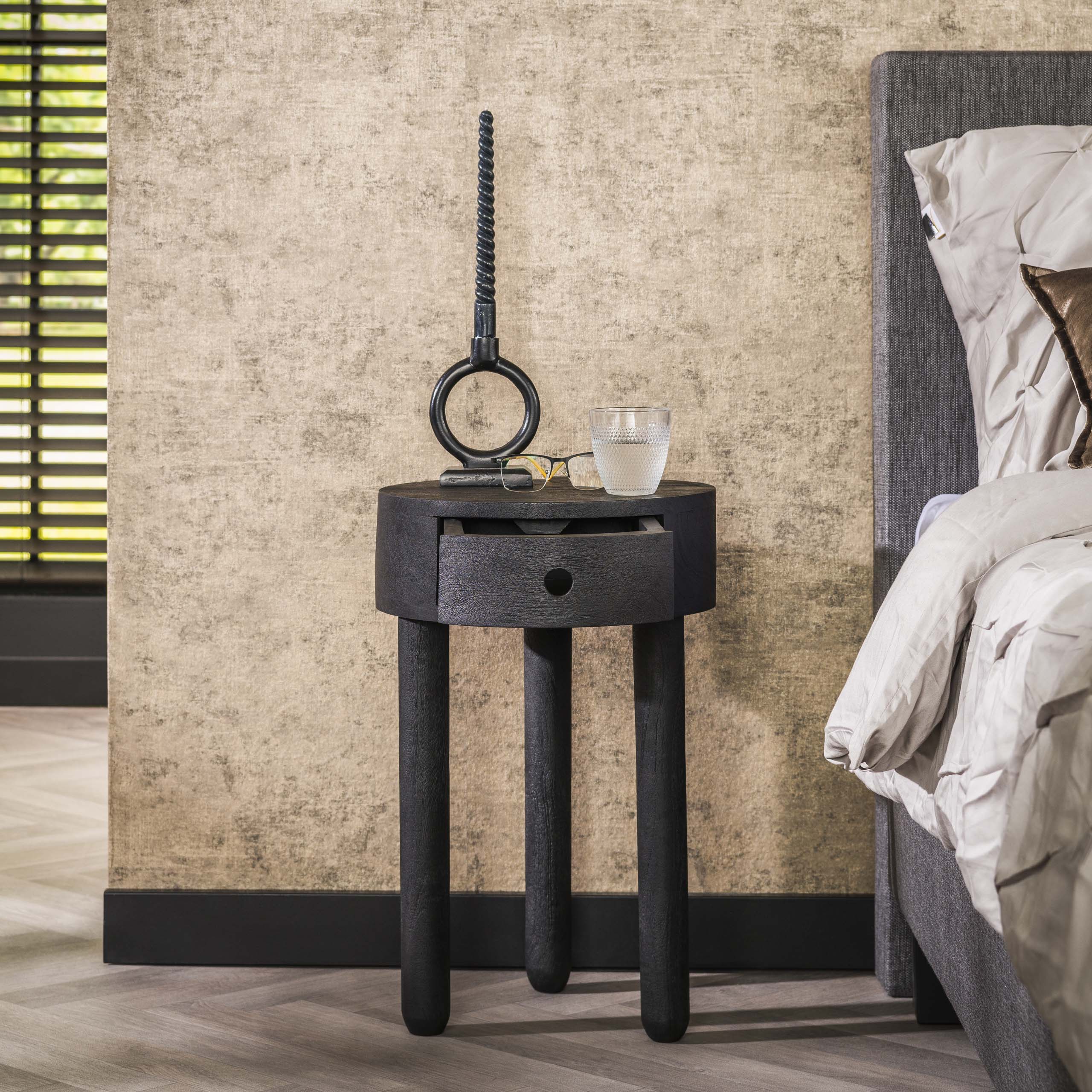 Nachtkastje Full Wood Acaciahout Met 1 lade - Afbeelding 2