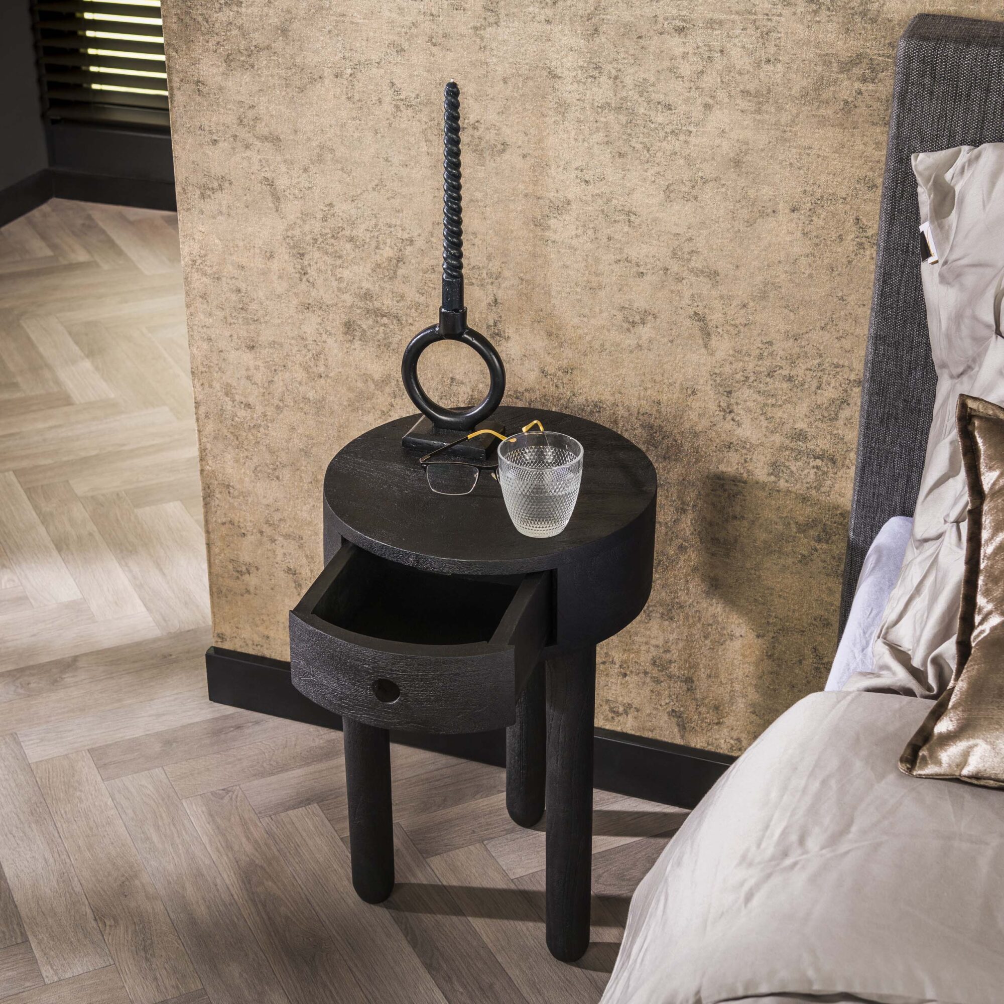 Nachtkastje Full Wood Acaciahout Met 1 lade - Afbeelding 3