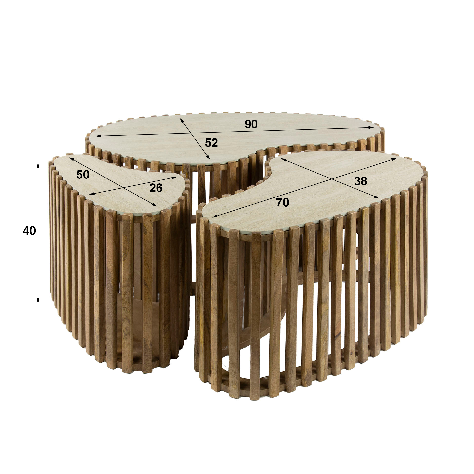 Salontafel Nuovo Curve Travertin Set van 3 stuks - Afbeelding 4
