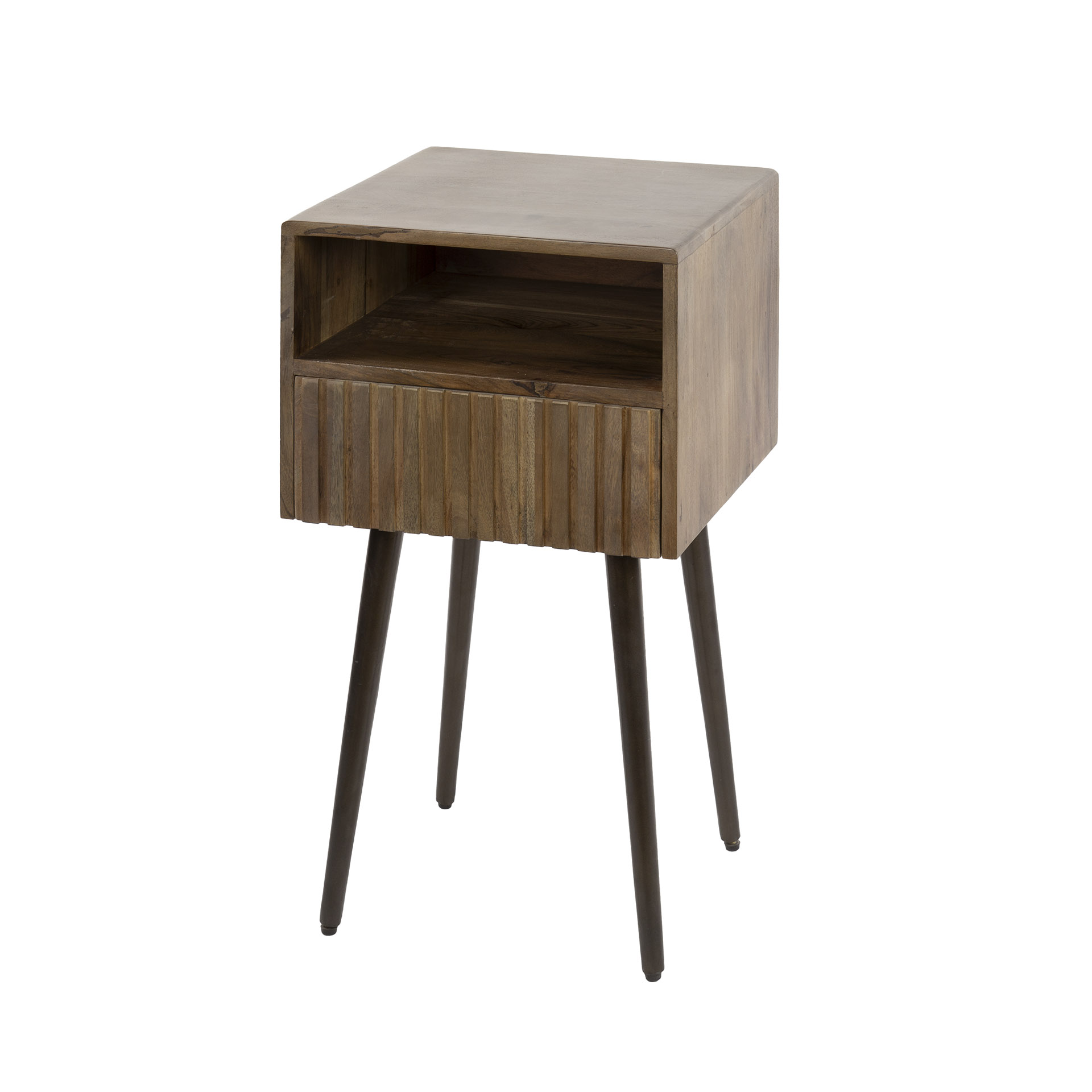 Nachtkastje Carve - Massief Acacia 1 lade - Bruin - Afbeelding 4