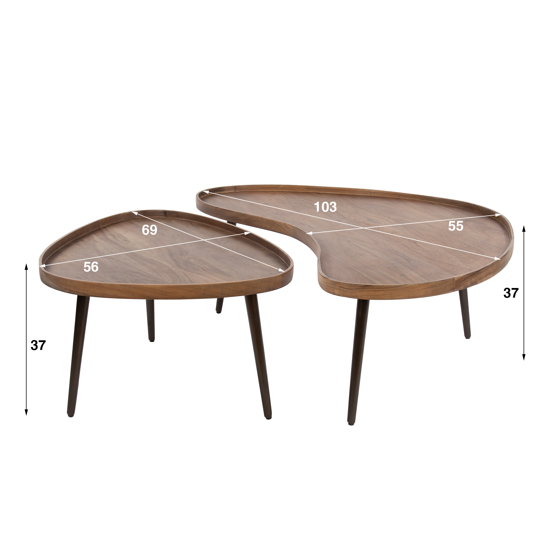 Salontafel Carve organisch set van 2 - Acacia bruin - Afbeelding 8