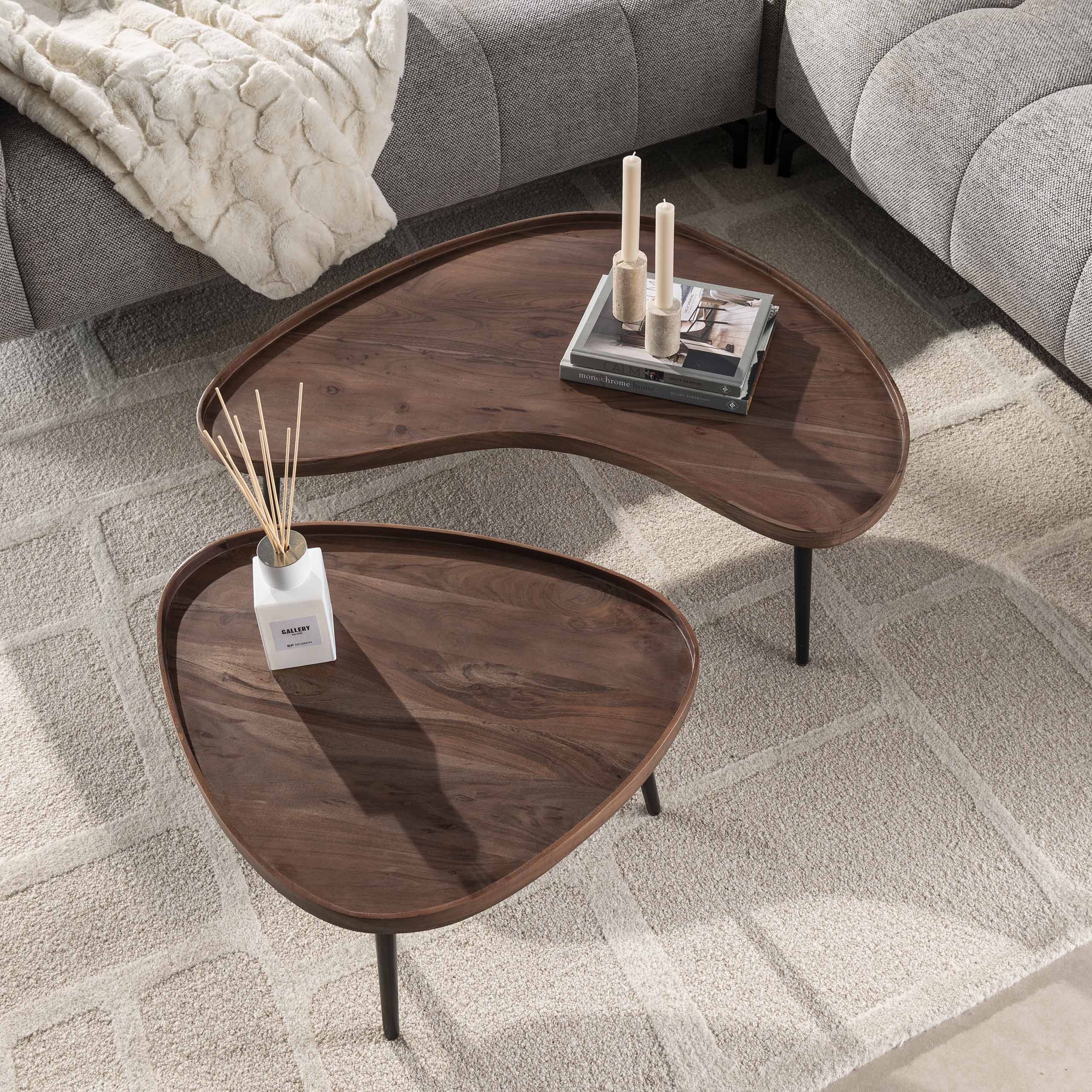Salontafel Carve organisch set van 2 - Acacia bruin - Afbeelding 2