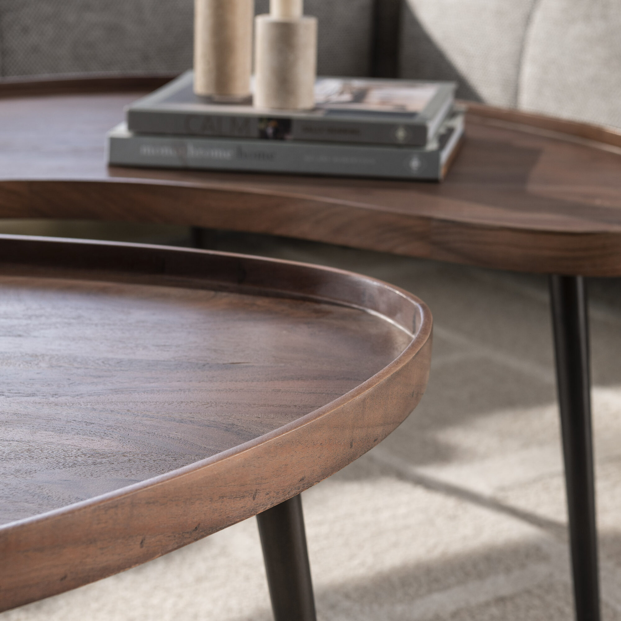 Salontafel Carve organisch set van 2 - Acacia bruin - Afbeelding 3