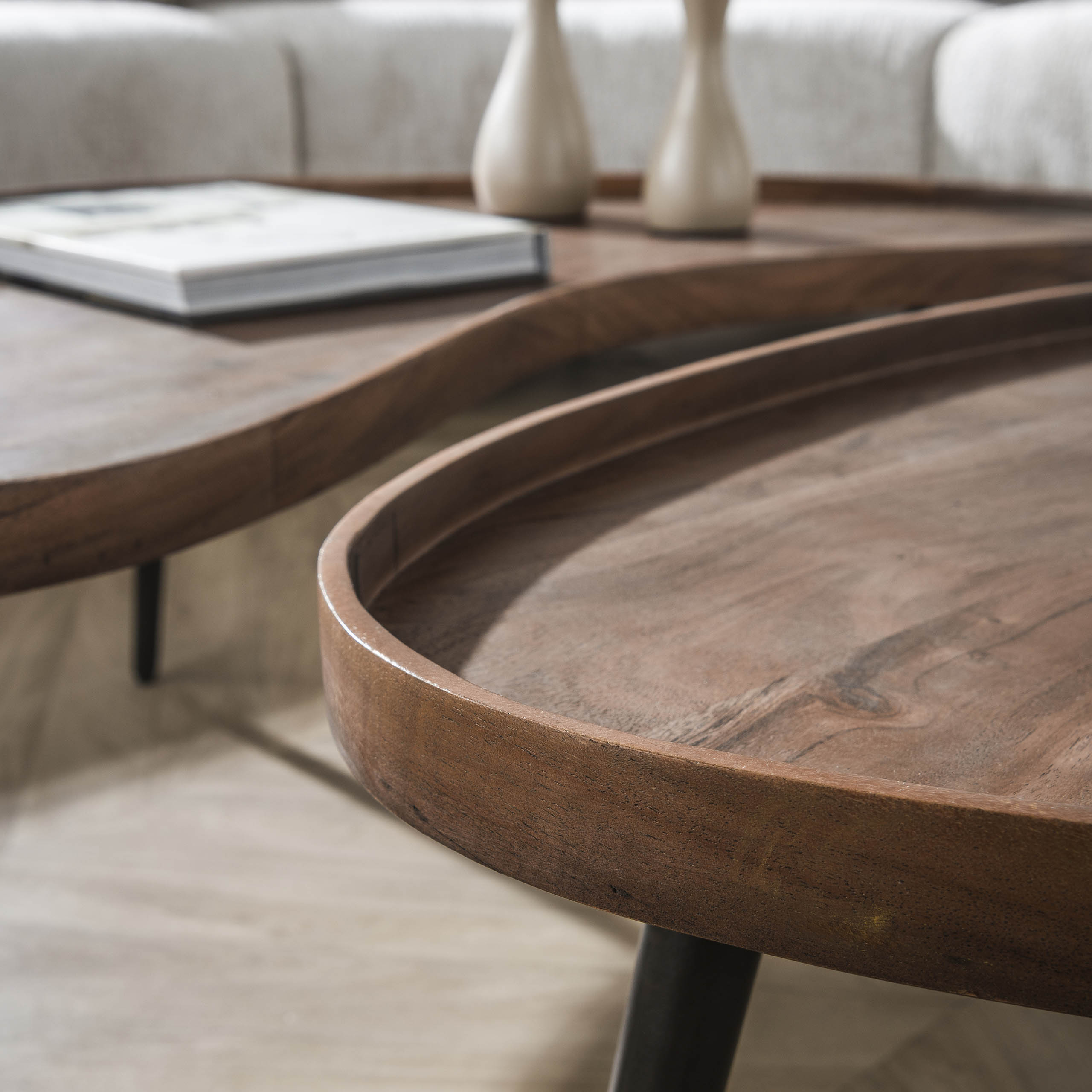 Salontafel Carve organisch set van 2 - Acacia bruin - Afbeelding 6