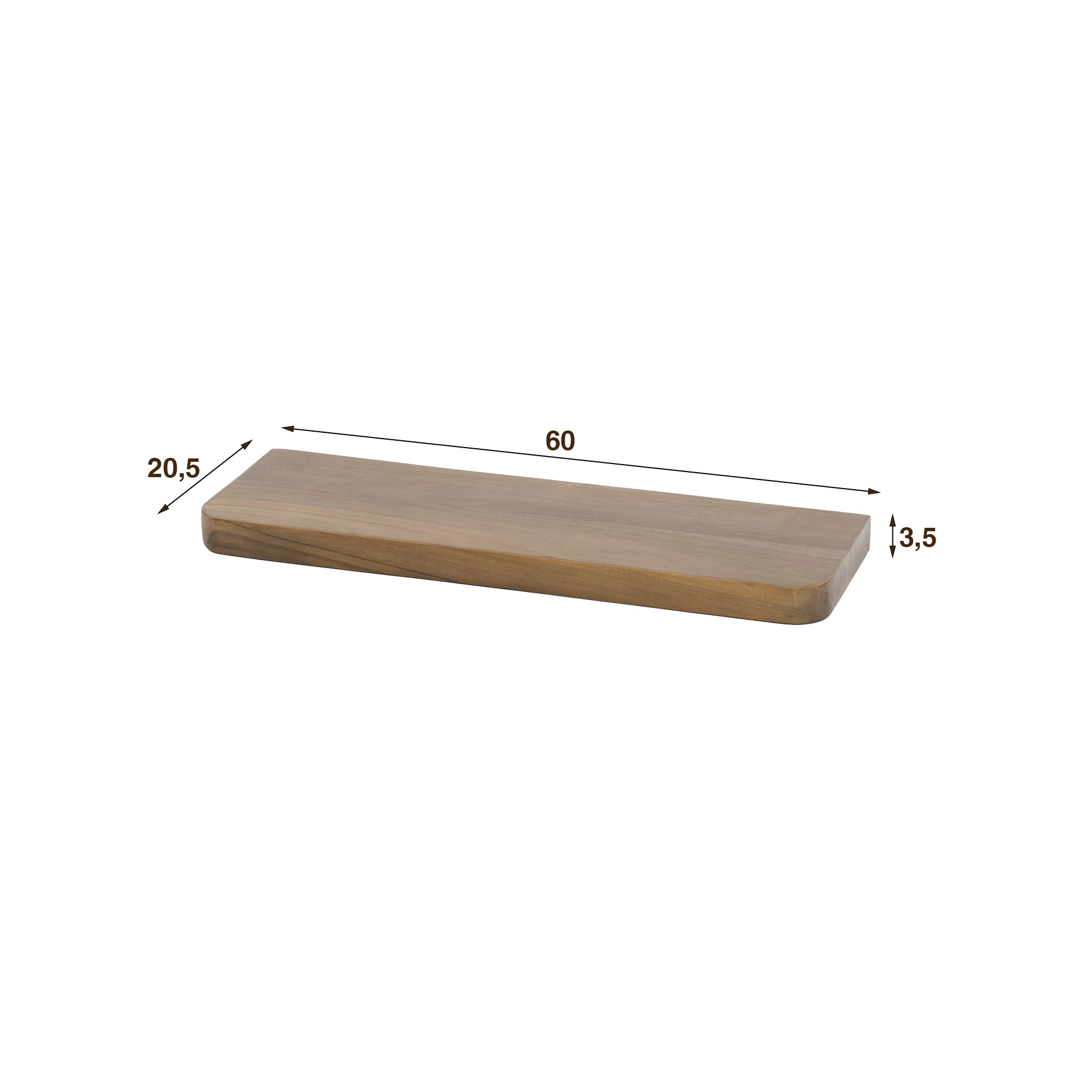 Wandplank Carve 60 cm - Massief acacia bruin - Afbeelding 6