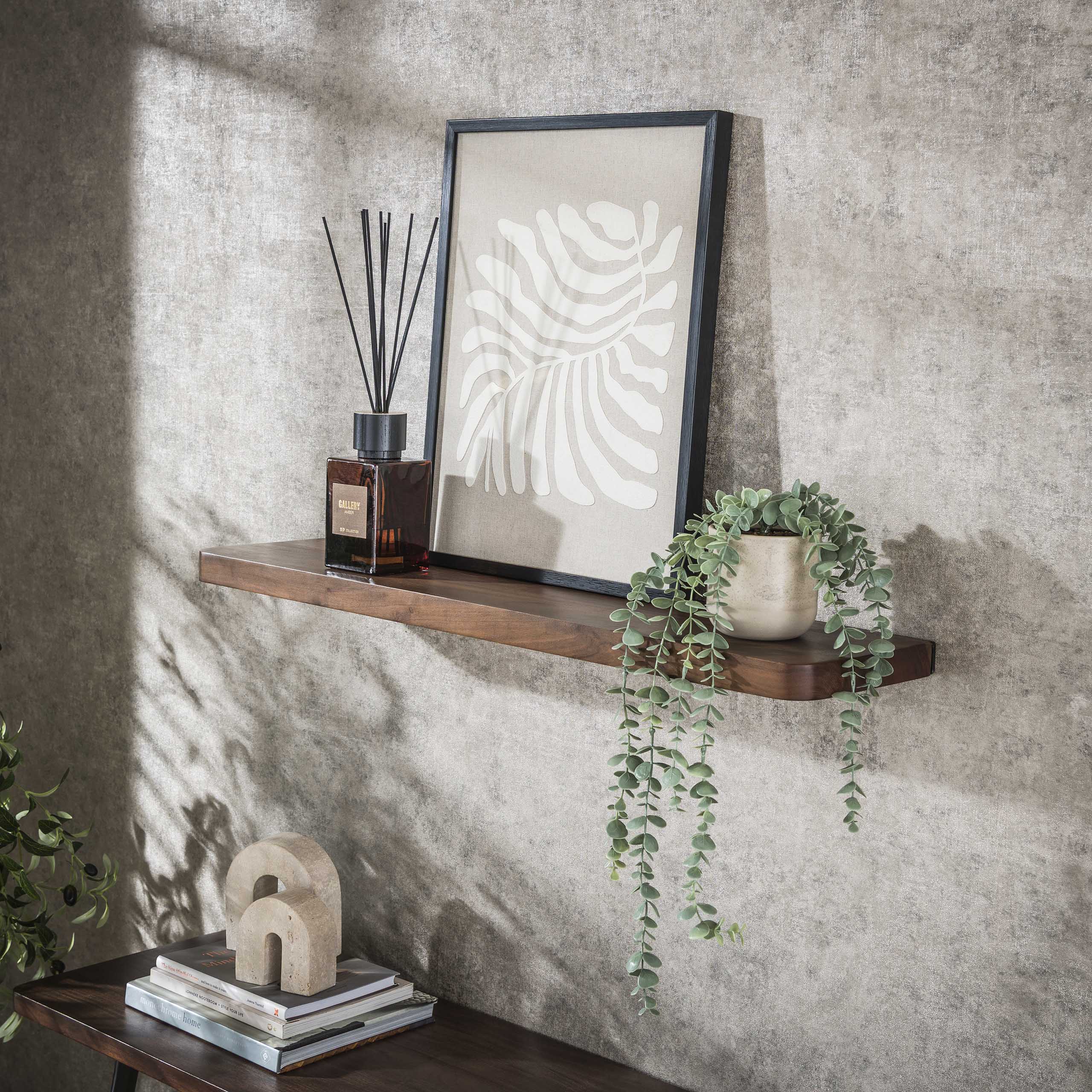 Wandplank Carve 90 cm - Massief acacia bruin