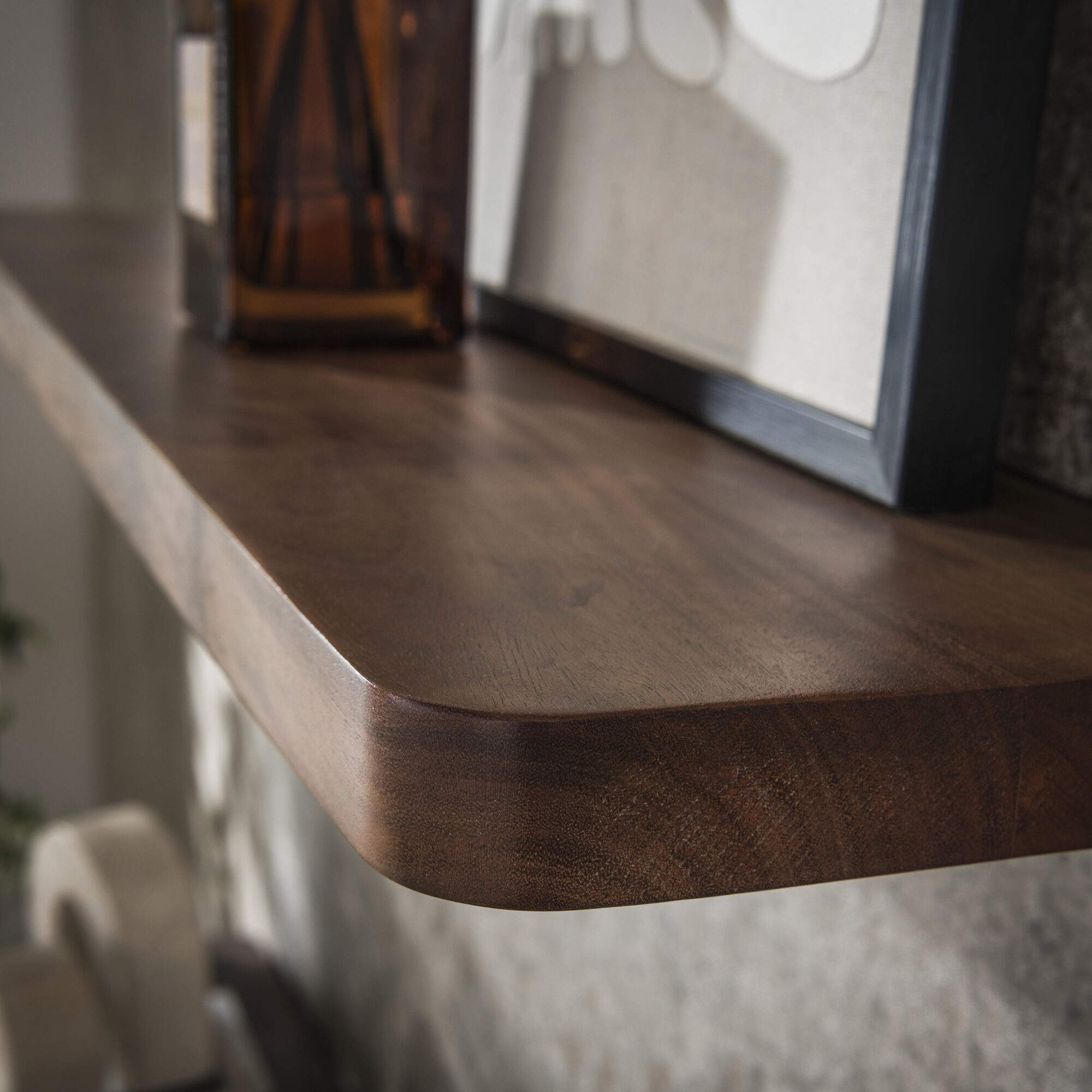 Wandplank Carve 120 cm - Massief acacia bruin - Afbeelding 3