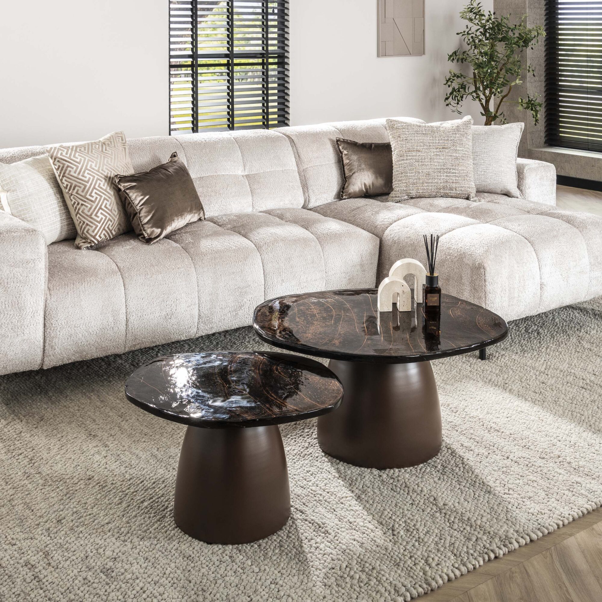 Salontafel Eclipse set van 2 - Antiek koper