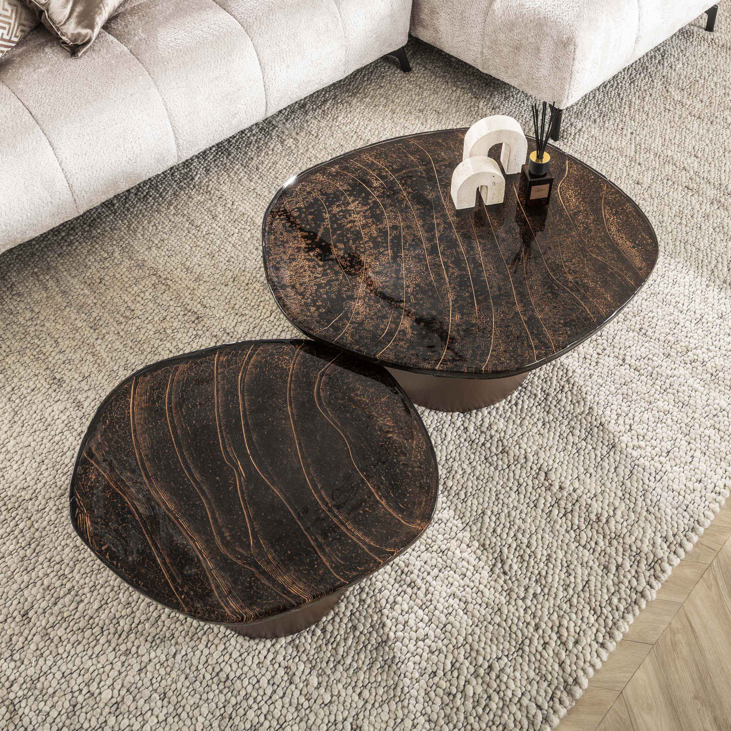 Salontafel Eclipse set van 2 - Antiek koper - Afbeelding 2