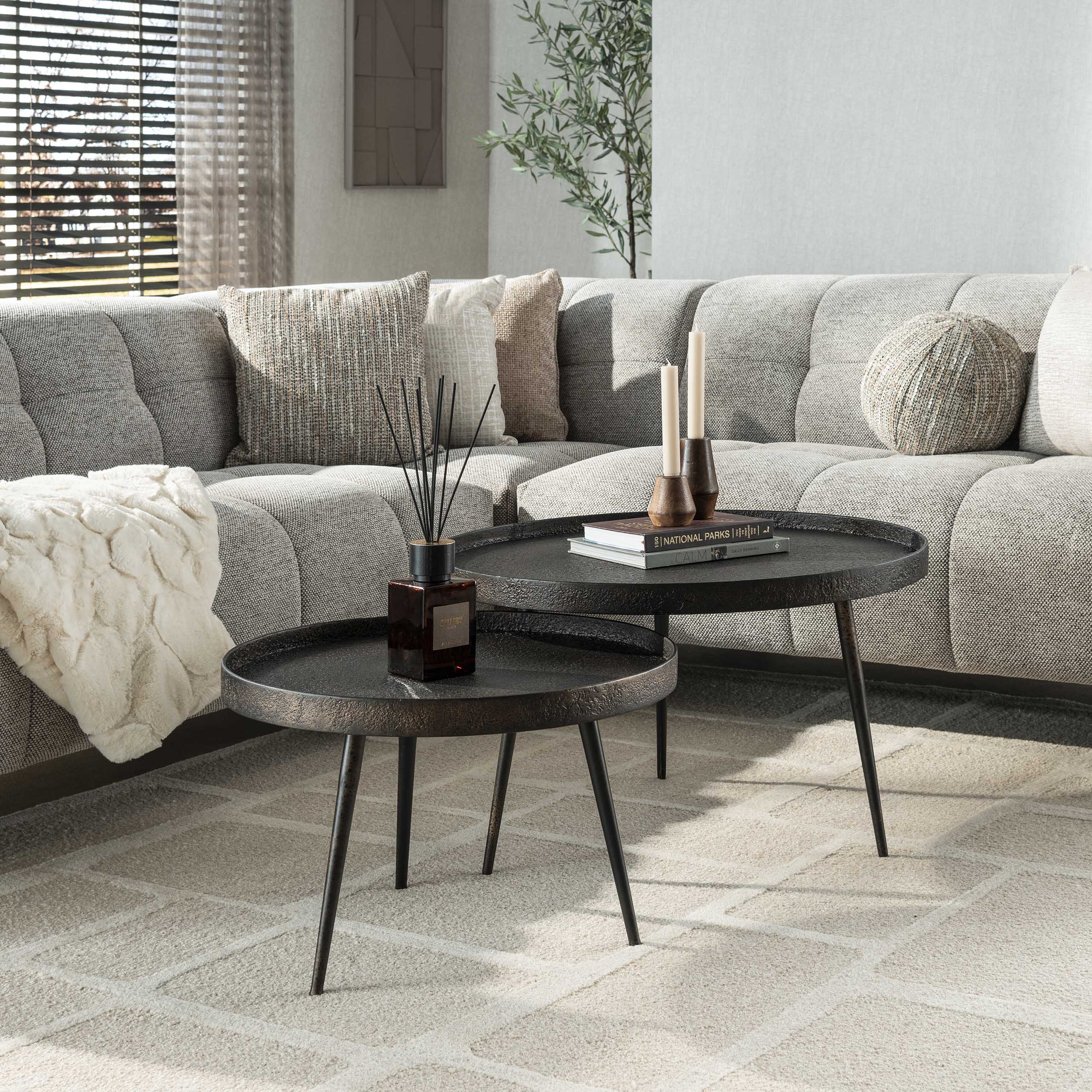 Ronde Salontafel Metallic Metaal set van 2 stuks