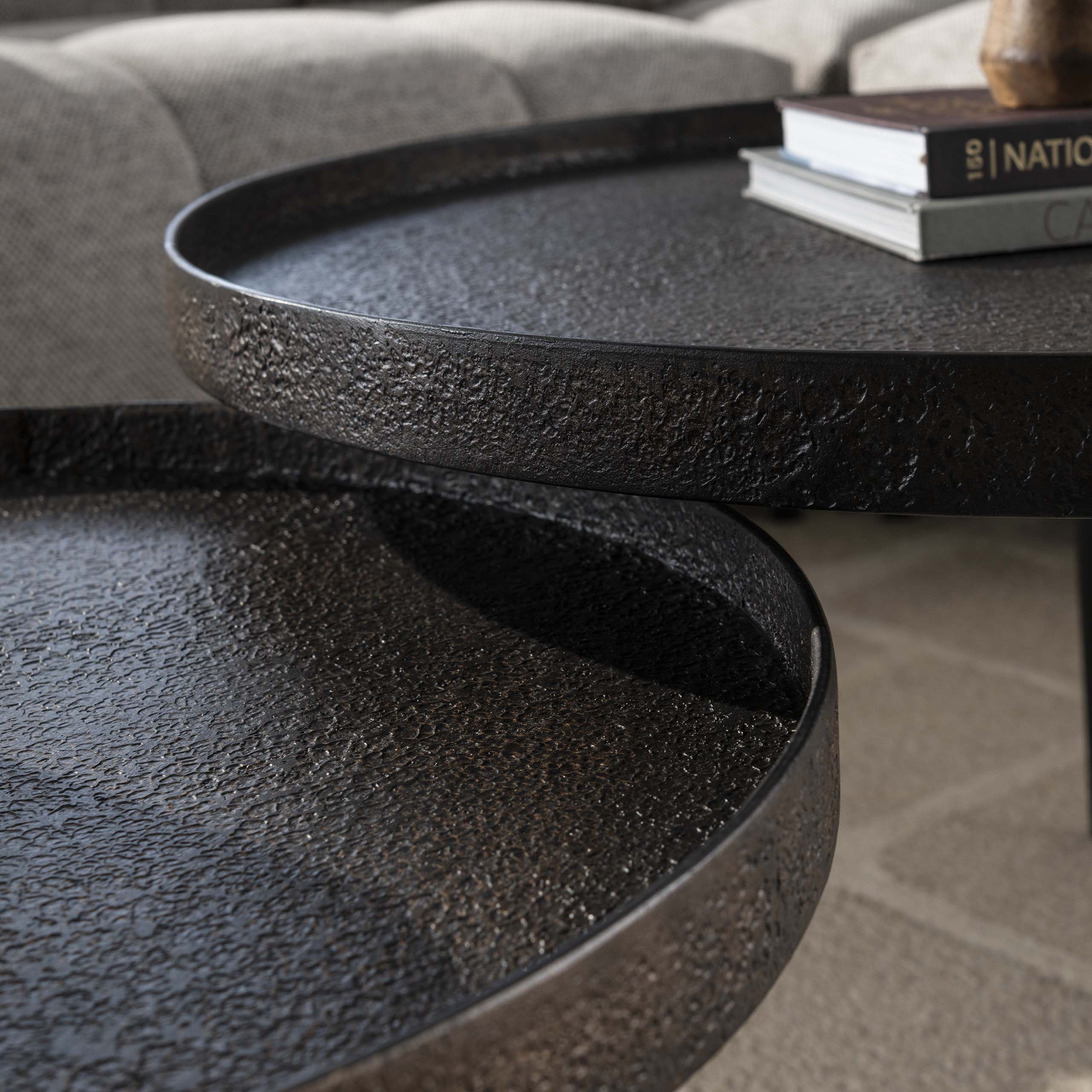 Ronde Salontafel Metallic Metaal set van 2 stuks - Afbeelding 2