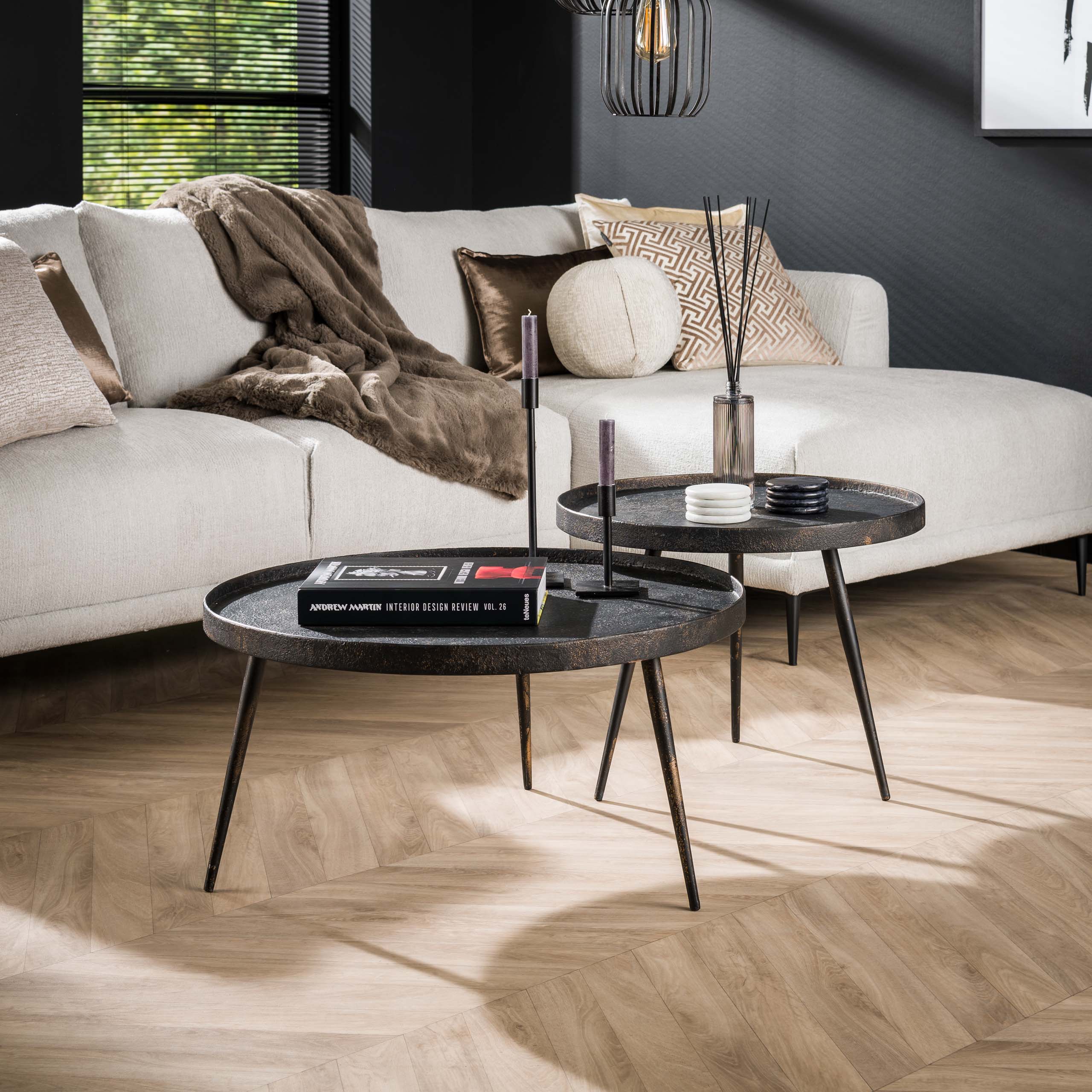 Ronde Salontafel Metallic Metaal set van 2 stuks - Afbeelding 4