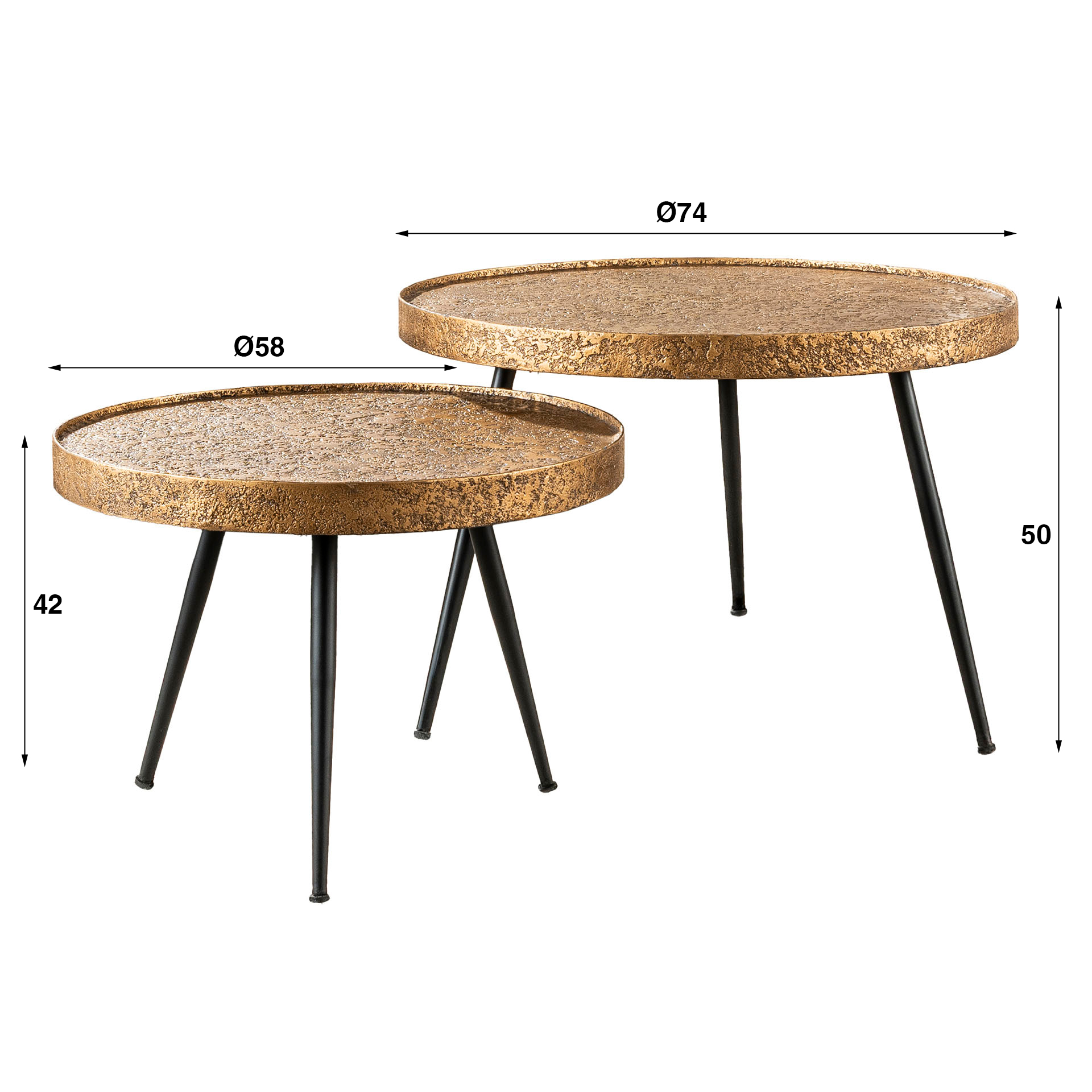 Ronde Salontafel Metallic set van 2 stuks Brons Antiek - Afbeelding 7
