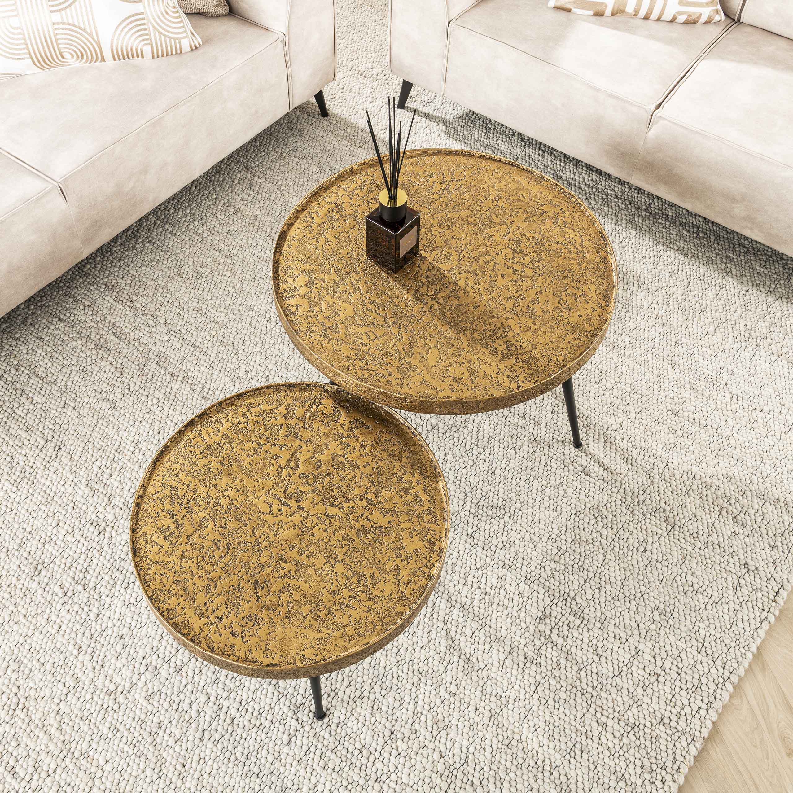 Ronde Salontafel Metallic set van 2 stuks Brons Antiek - Afbeelding 2