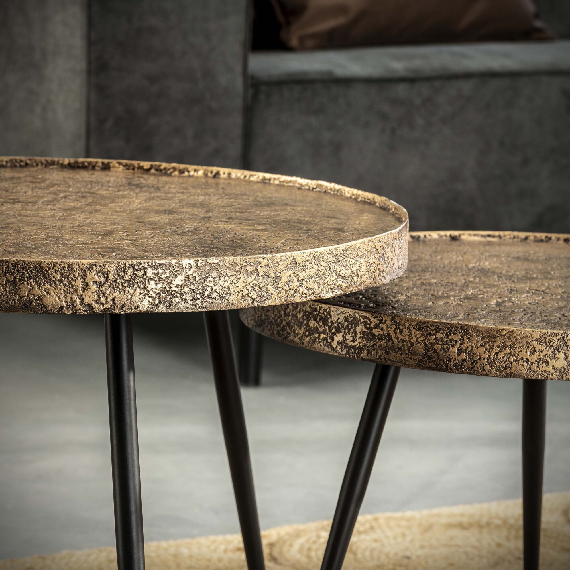 Ronde Salontafel Metallic set van 2 stuks Brons Antiek - Afbeelding 5