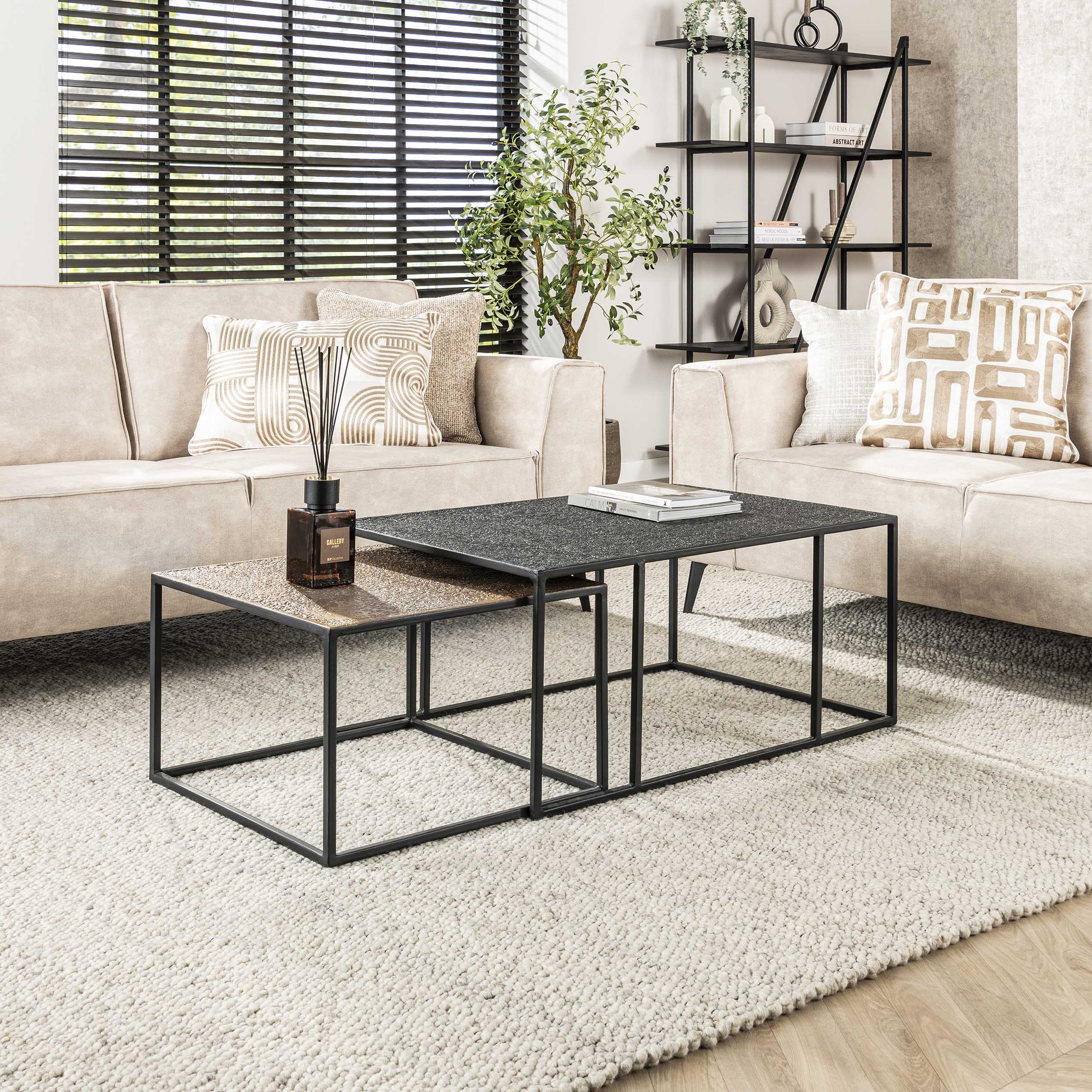 Salontafel Metallic set van 2 stuks Brons/Zwart