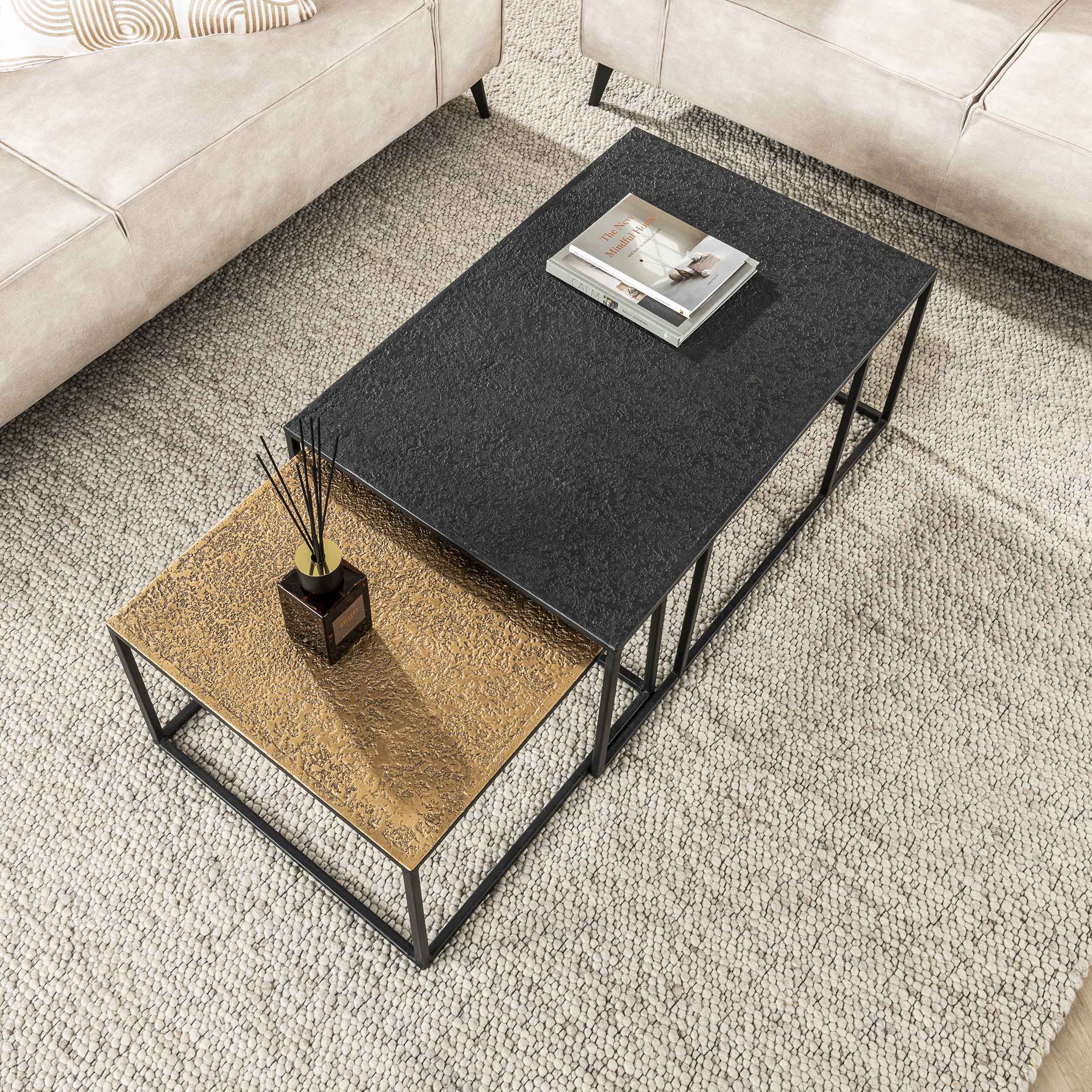 Salontafel Metallic set van 2 stuks Brons/Zwart - Afbeelding 2