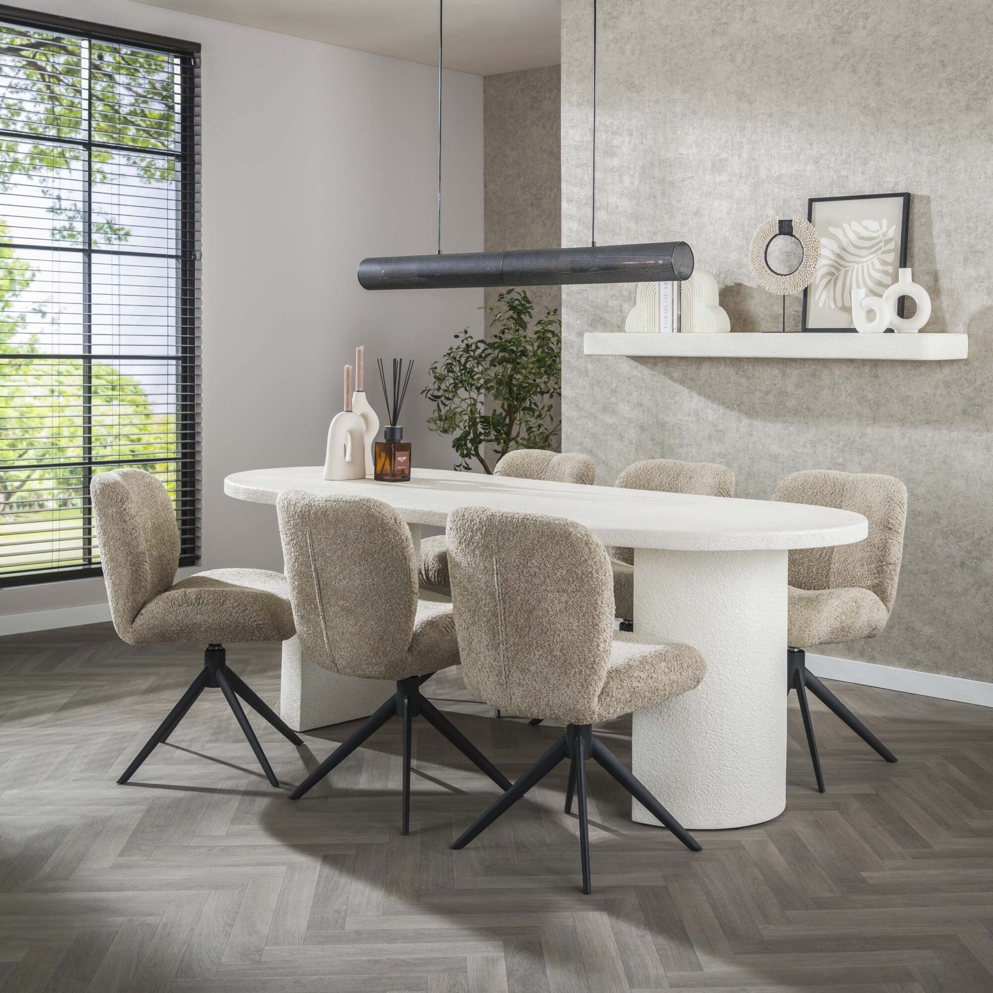 Ovale Eettafel Arch Stone Marmercomposiet 215 x 90cm