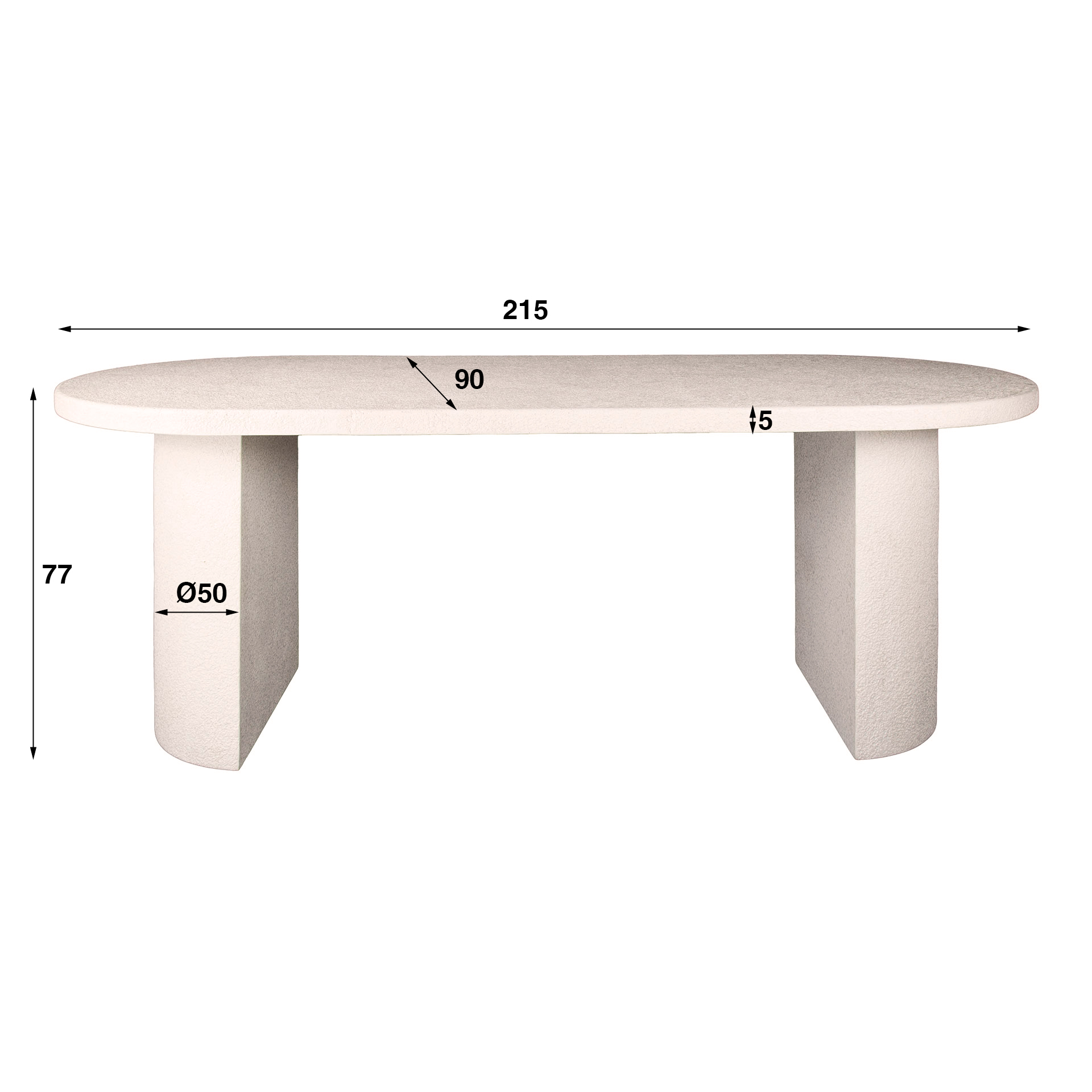Ovale Eettafel Arch Stone Marmercomposiet 215 x 90cm - Afbeelding 4