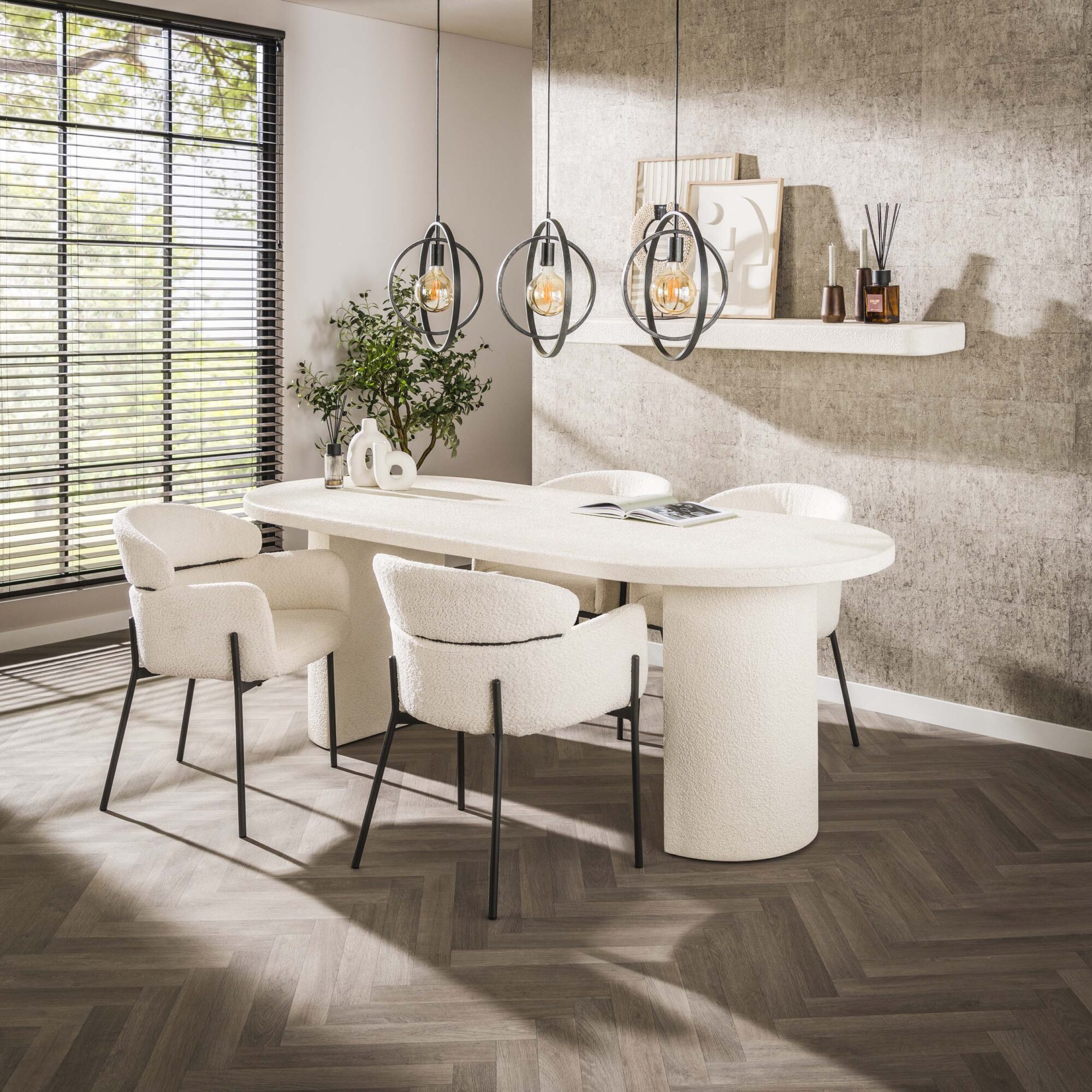 Ovale Eettafel Arch Stone Marmercomposiet 215 x 90cm - Afbeelding 2