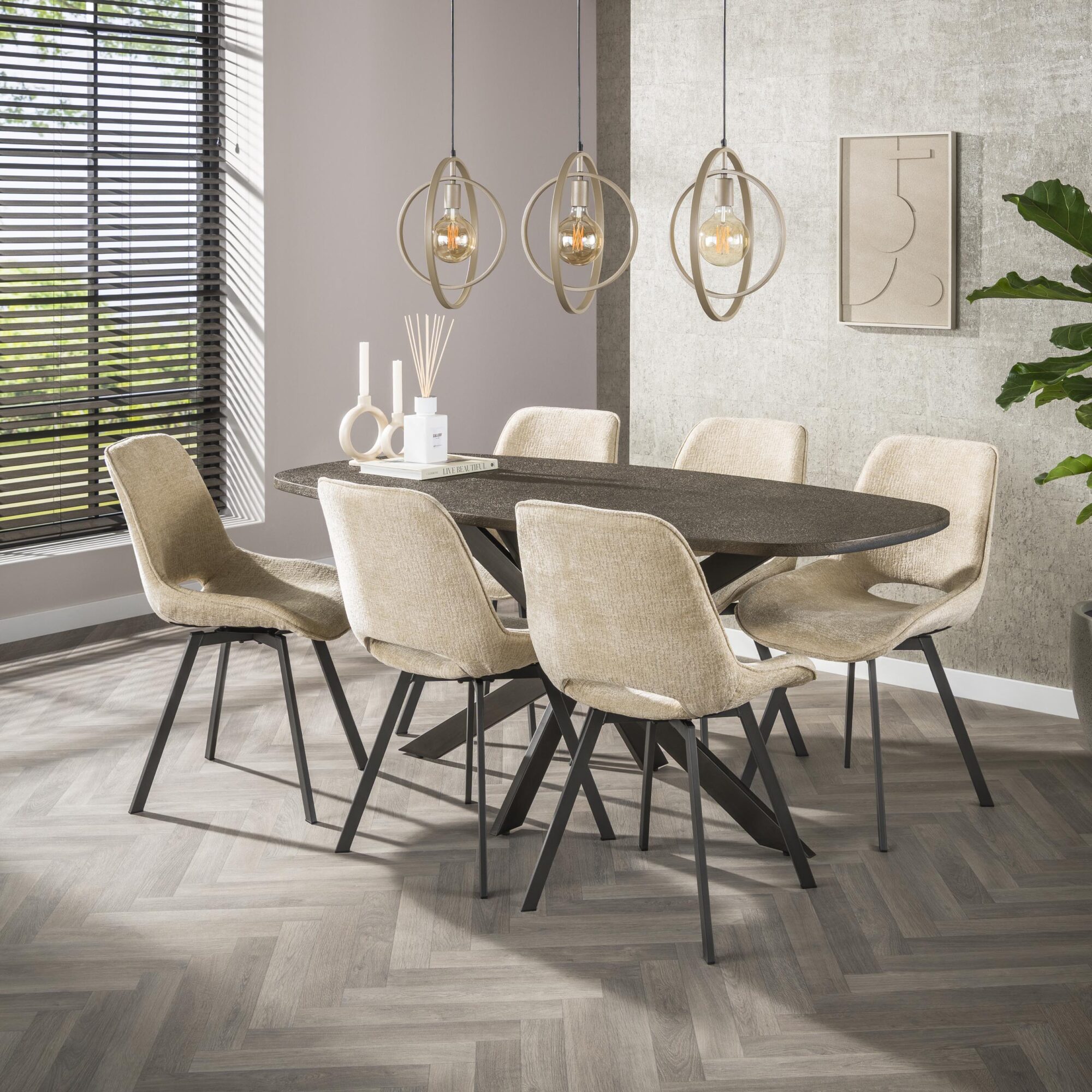 Ovale Eettafel Bronvik Liquid Metal 180 x 90cm