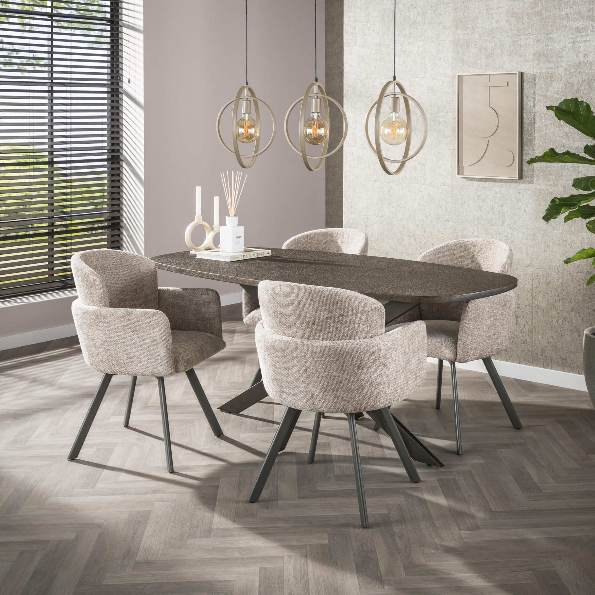 Ovale Eettafel Bronvik Liquid Metal 180 x 90cm - Afbeelding 2
