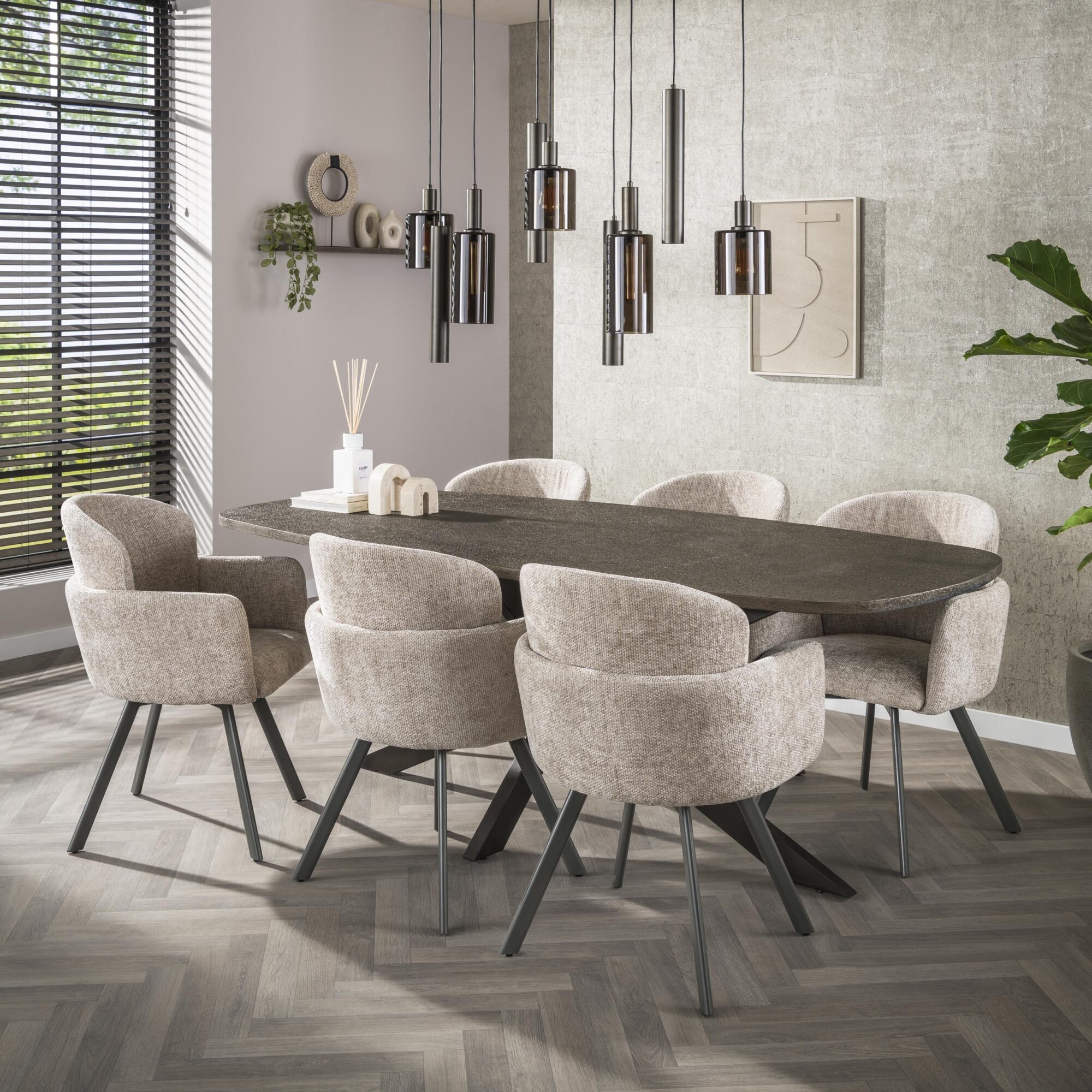 Ovale Eettafel Bronvik Liquid Metal 215 x 90cm