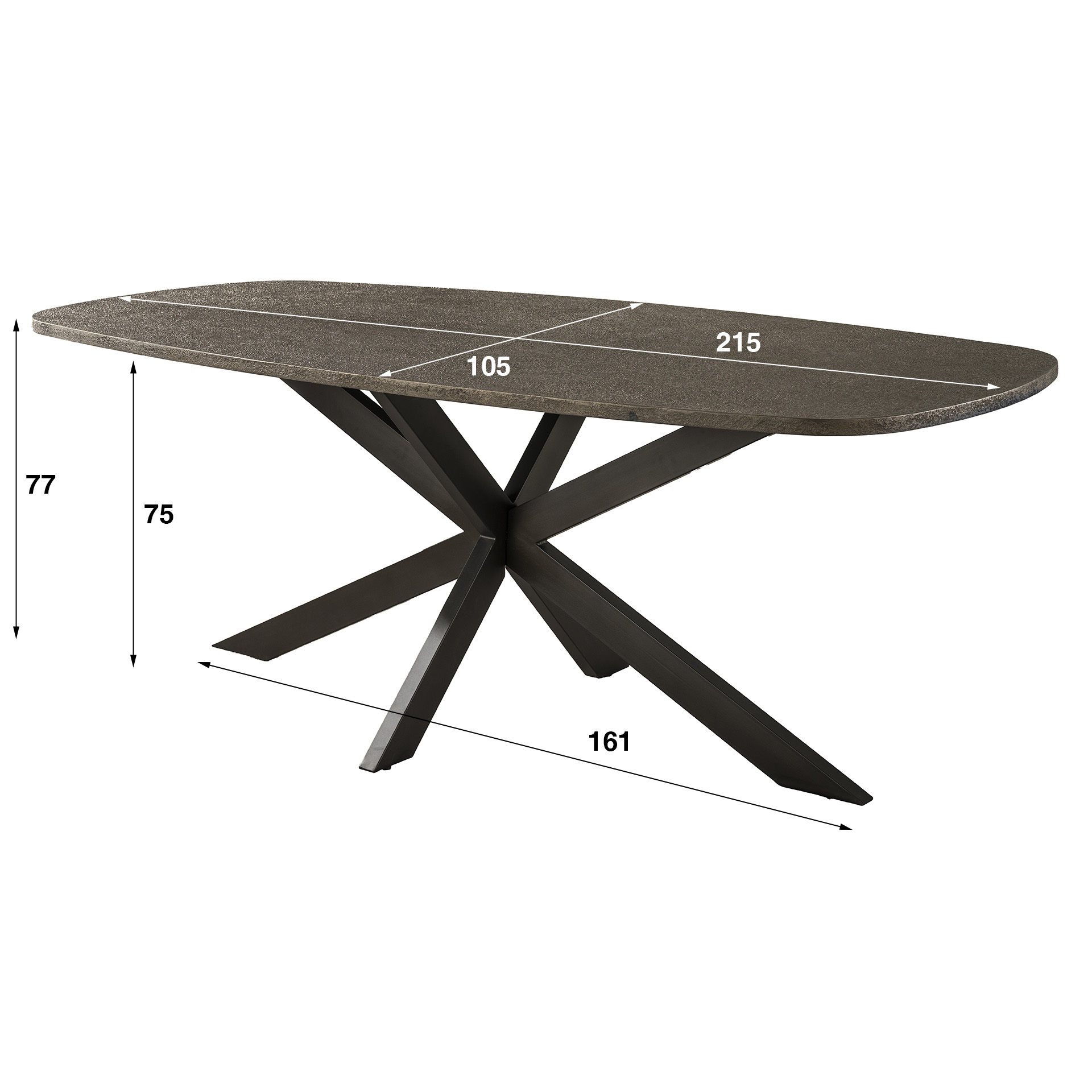 Ovale Eettafel Bronvik Liquid Metal 215 x 90cm - Afbeelding 10