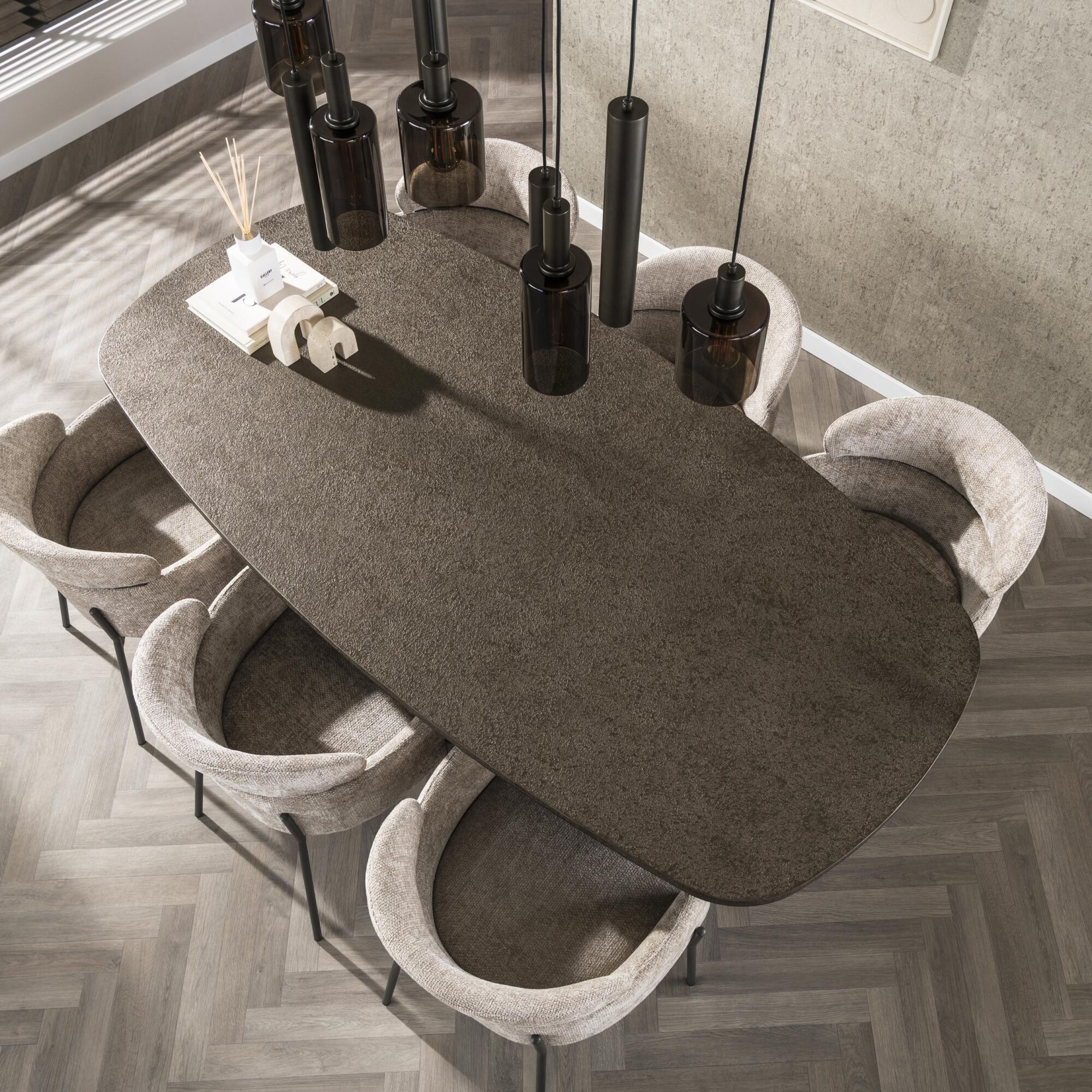 Ovale Eettafel Bronvik Liquid Metal 215 x 90cm - Afbeelding 2