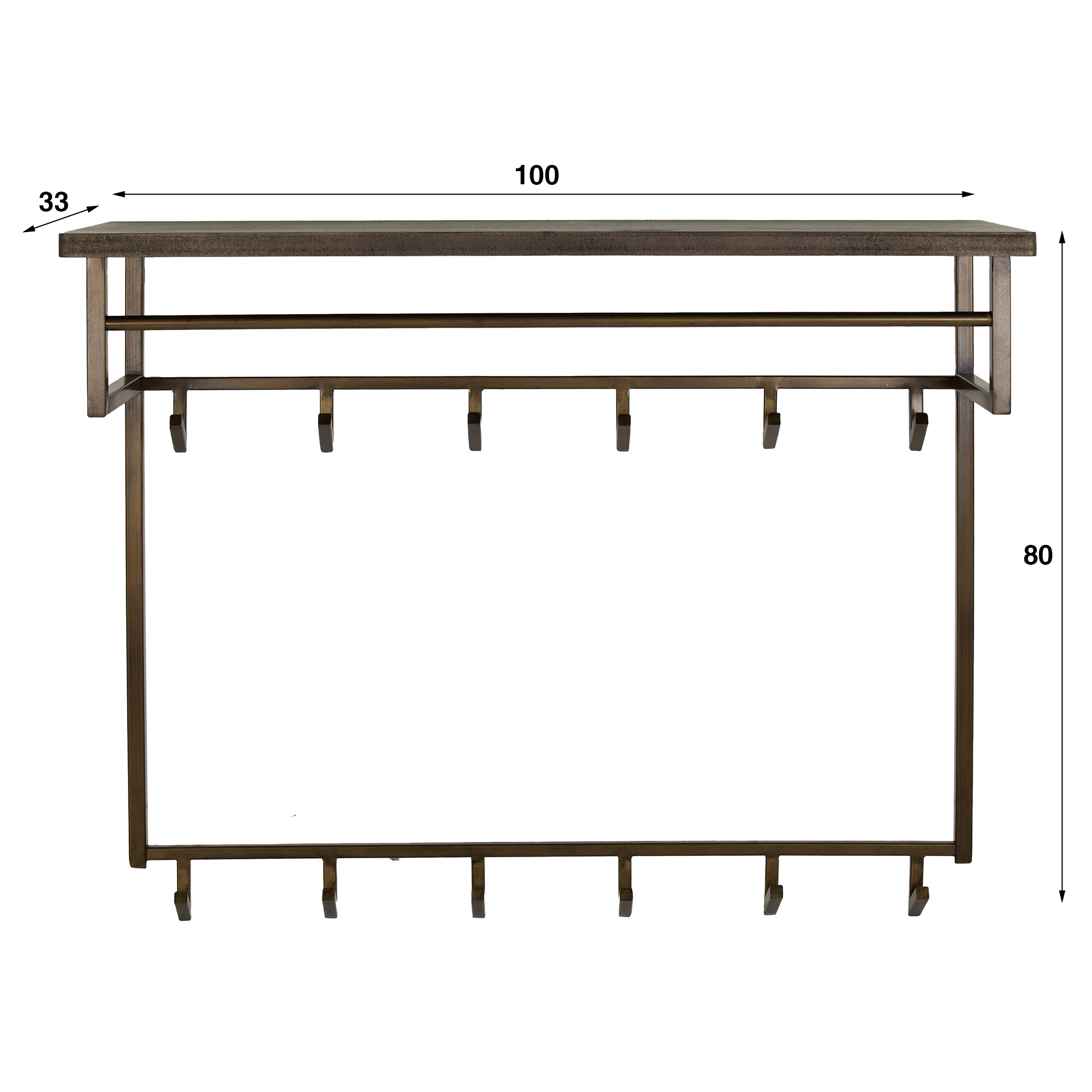 Kapstok Ferro Antiek Brass Met 12 haken - Afbeelding 5