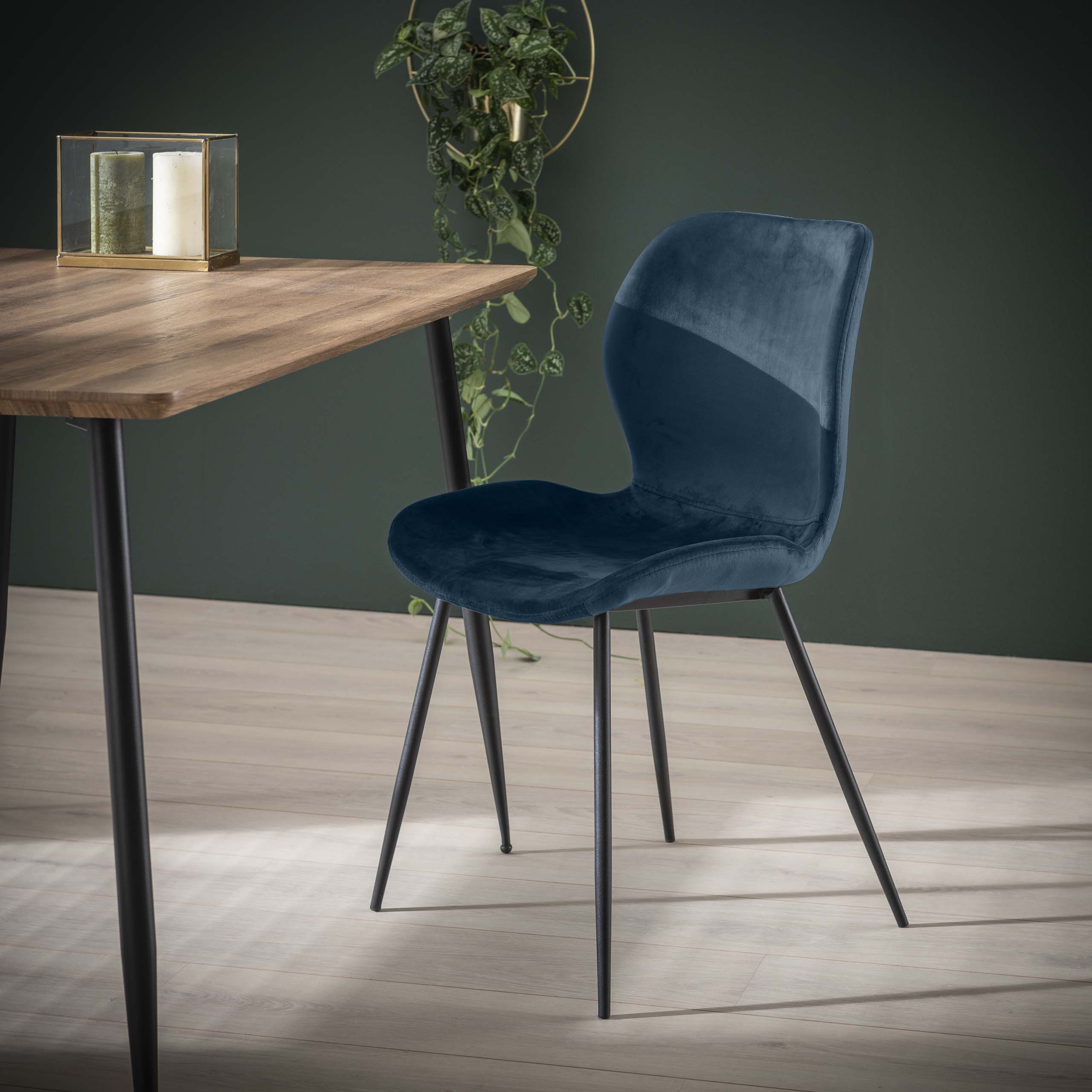 Eetkamerstoel Shell Velvet ronde buis - Blauw