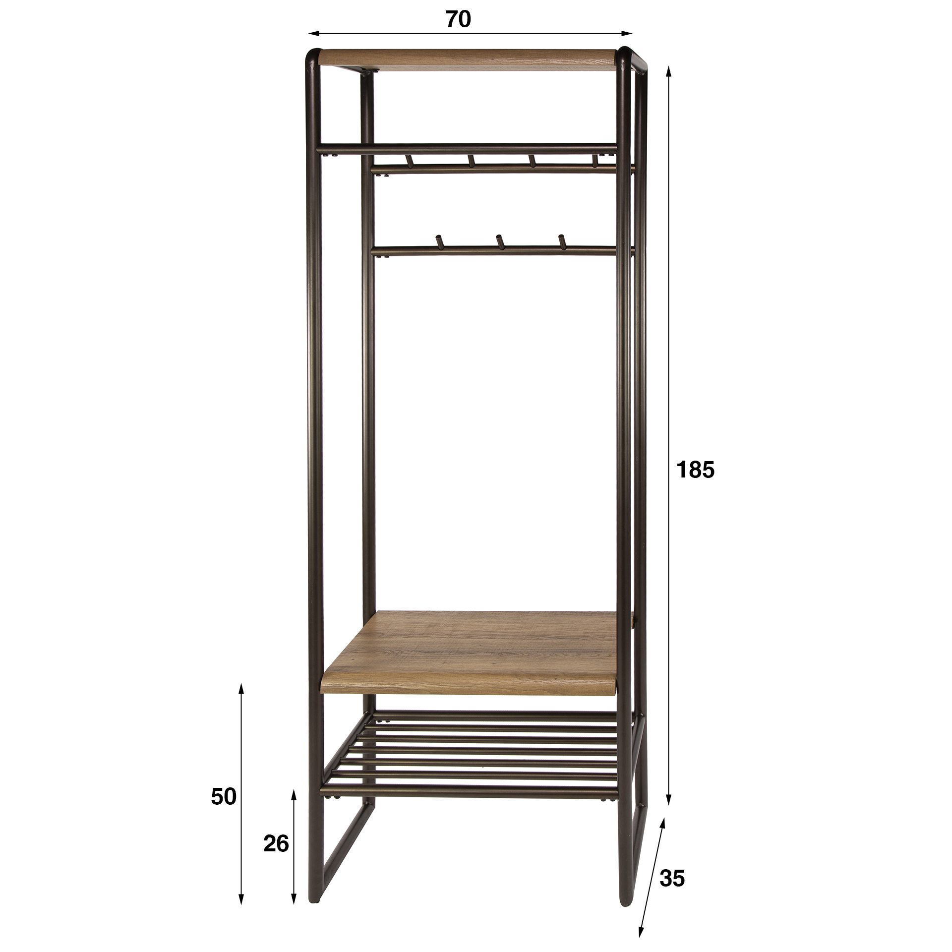 Garderobemeubel Luno 70 cm - Drift Brown - Afbeelding 6