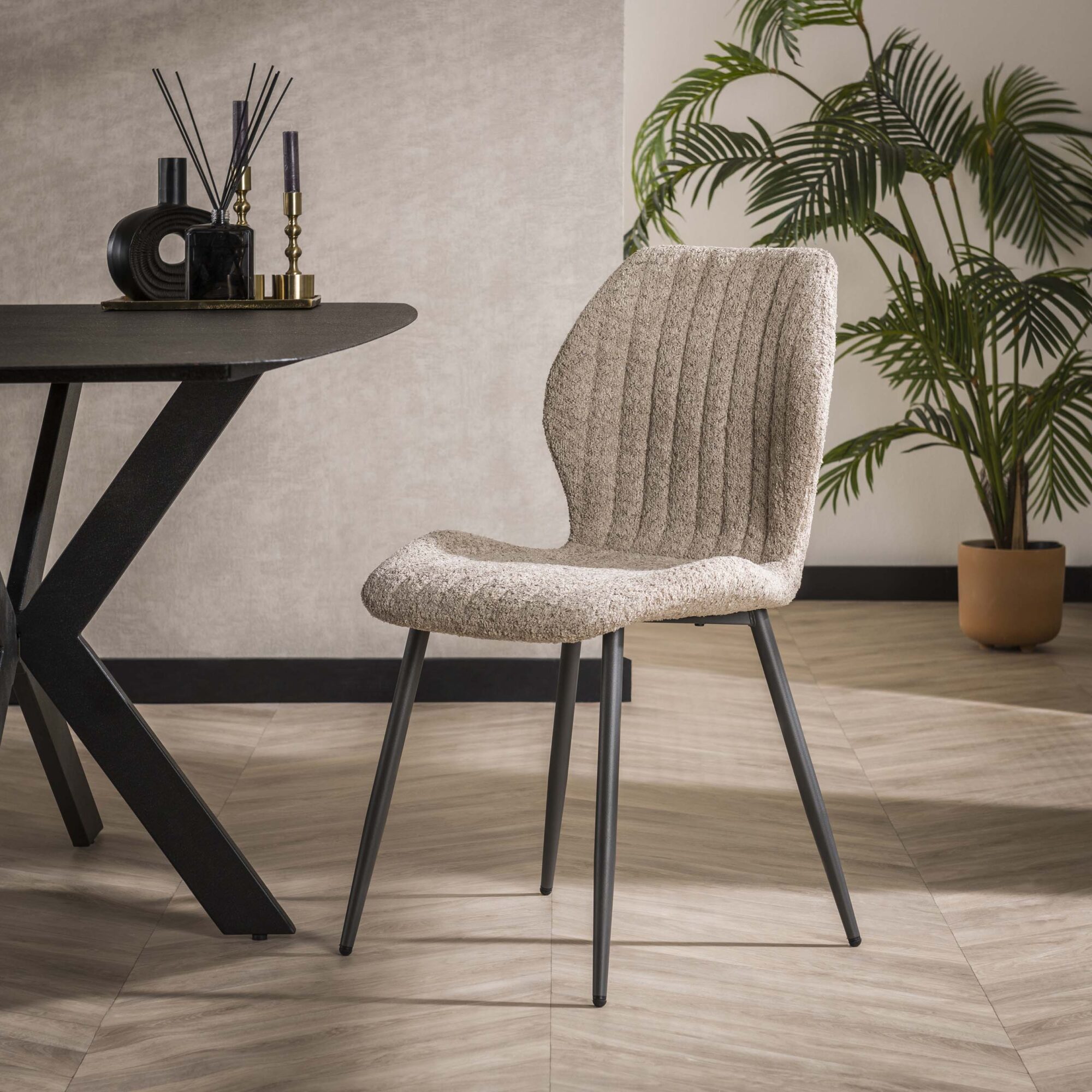 Stoel Linea Bouclé zand - Set van 4