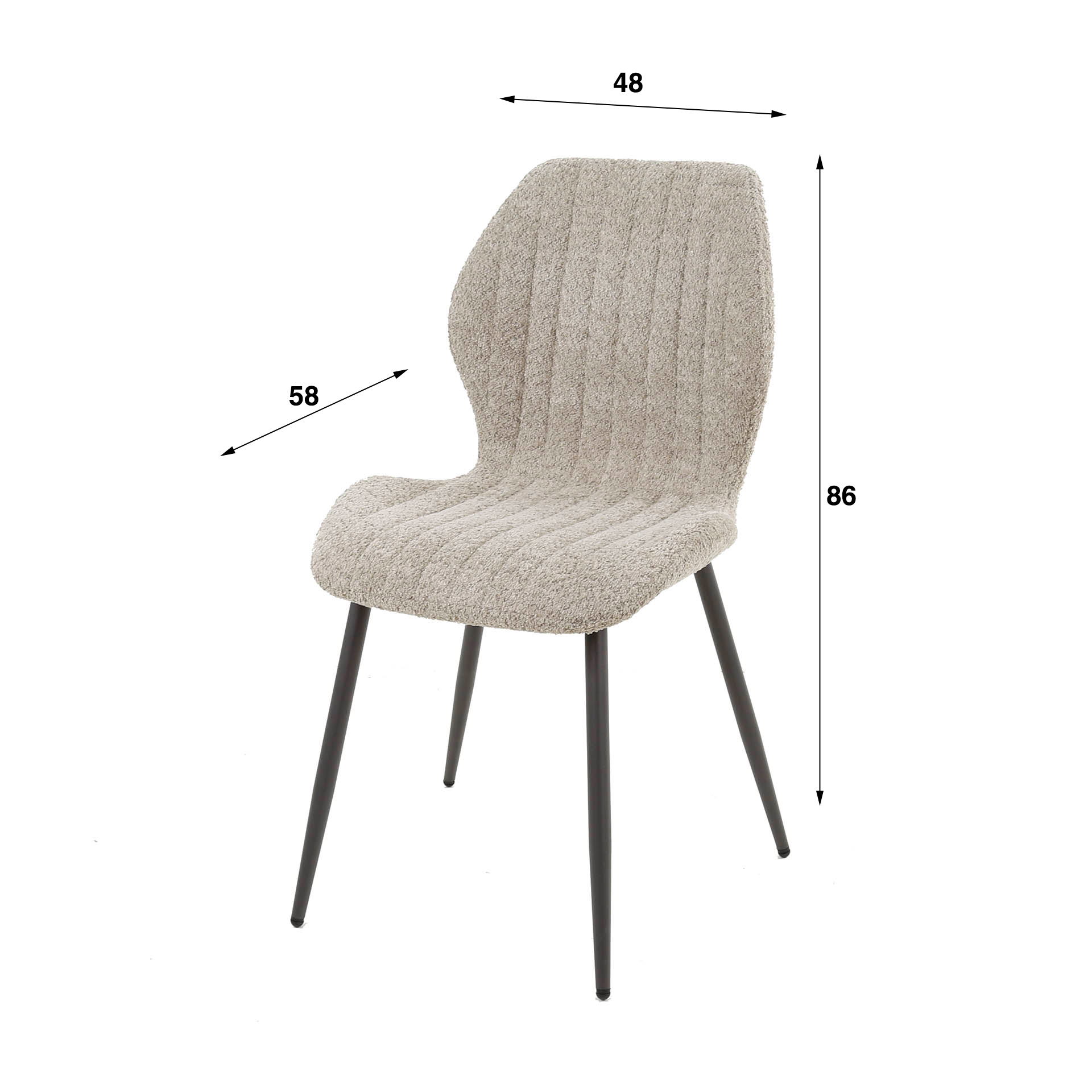 Stoel Linea Bouclé zand - Set van 4 - Afbeelding 4