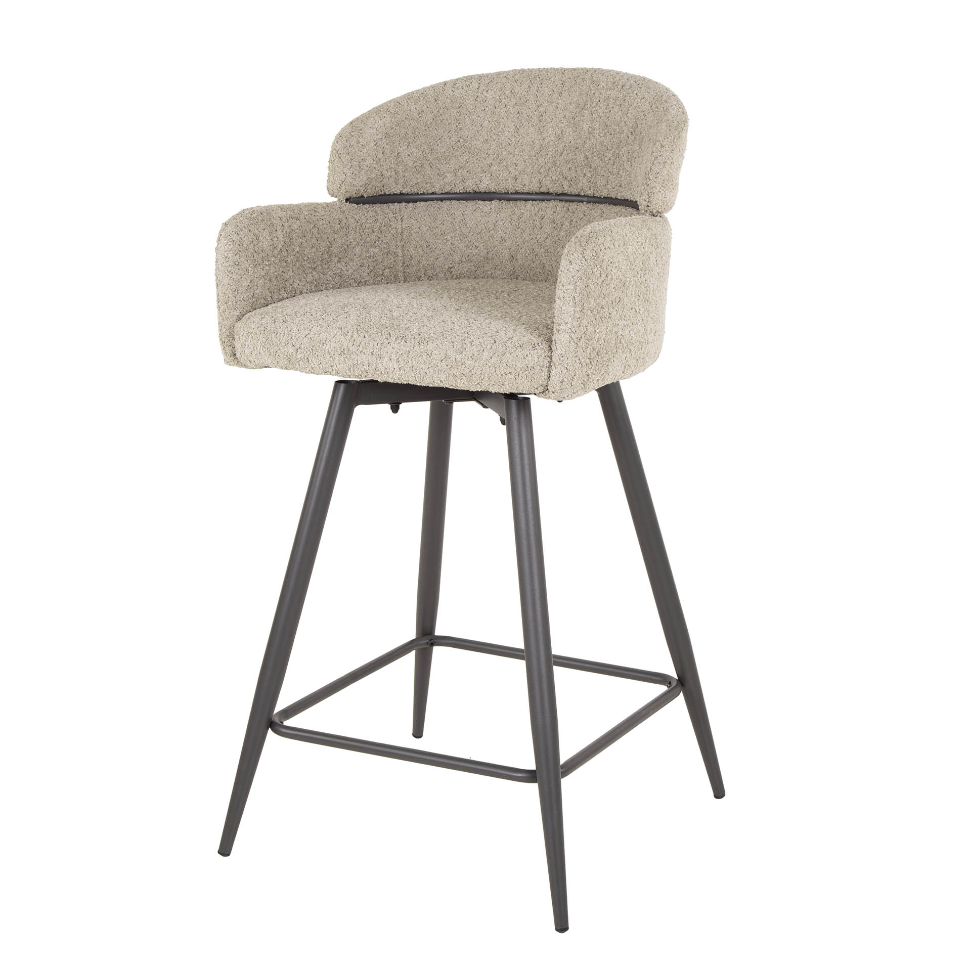Draaibare Barstoel Act - Zand Bouclé (zithoogte 68 cm) - Afbeelding 3