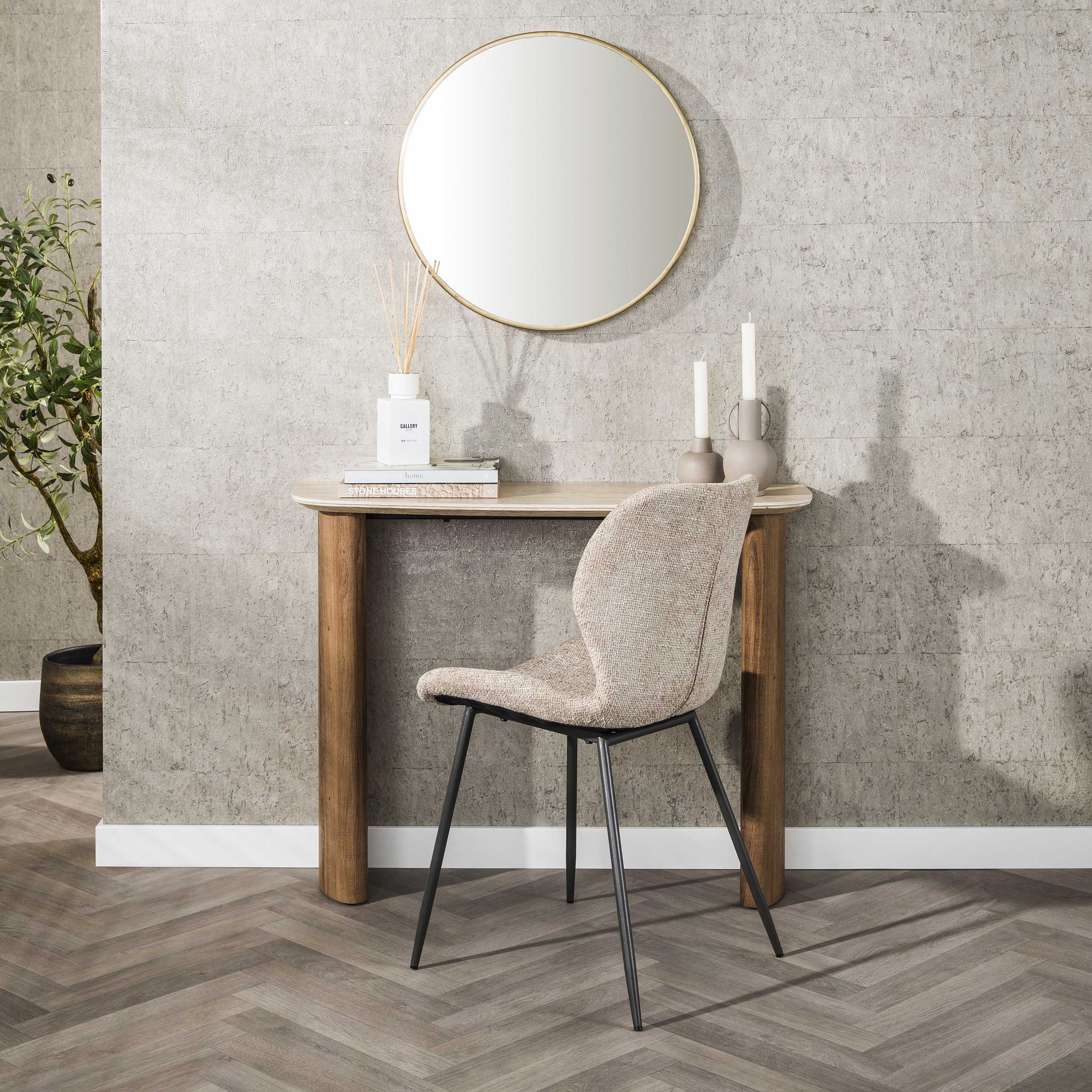 Hal-/kaptafel Romano Curvo - Keramiek travertin
