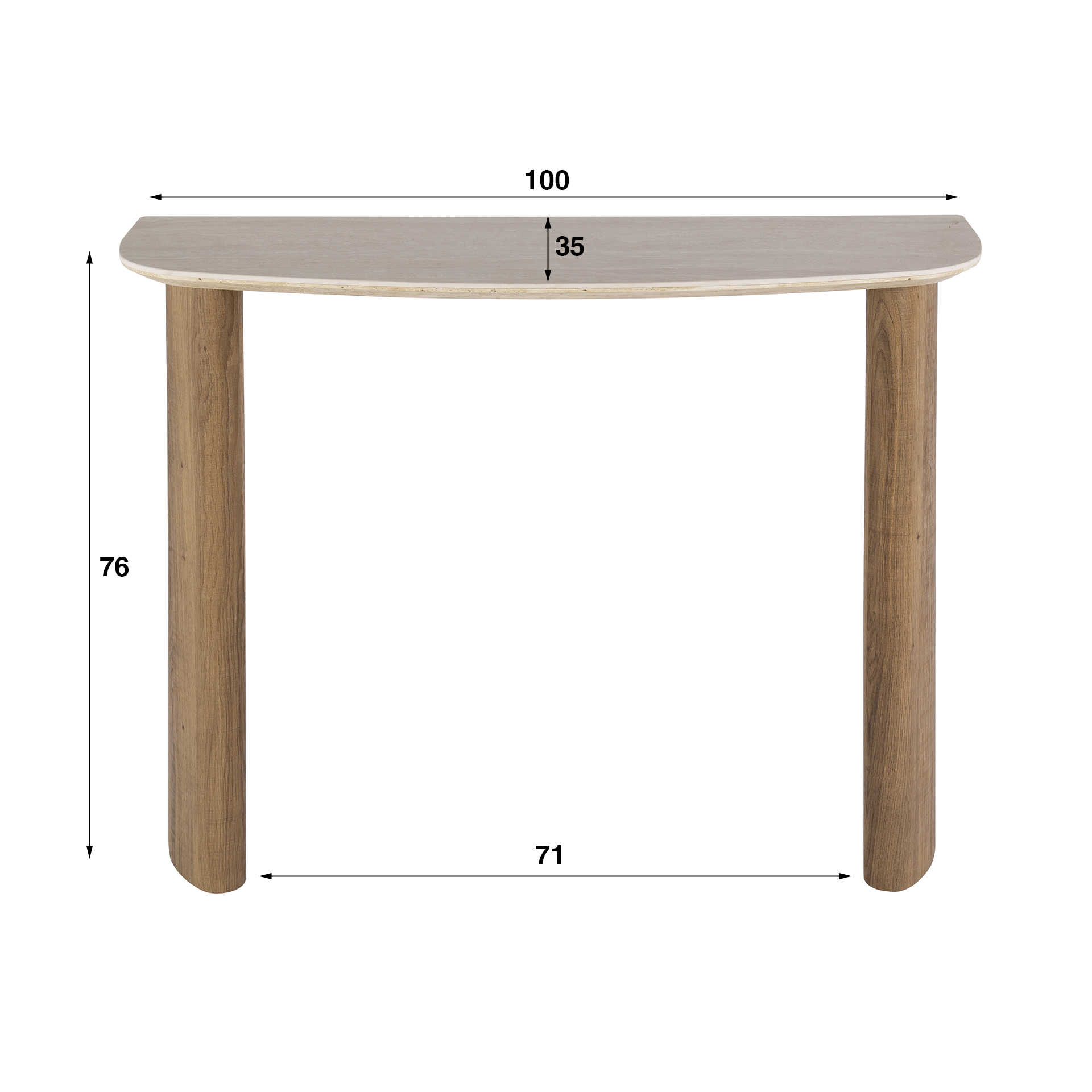 Hal-/kaptafel Romano Curvo - Keramiek travertin - Afbeelding 6