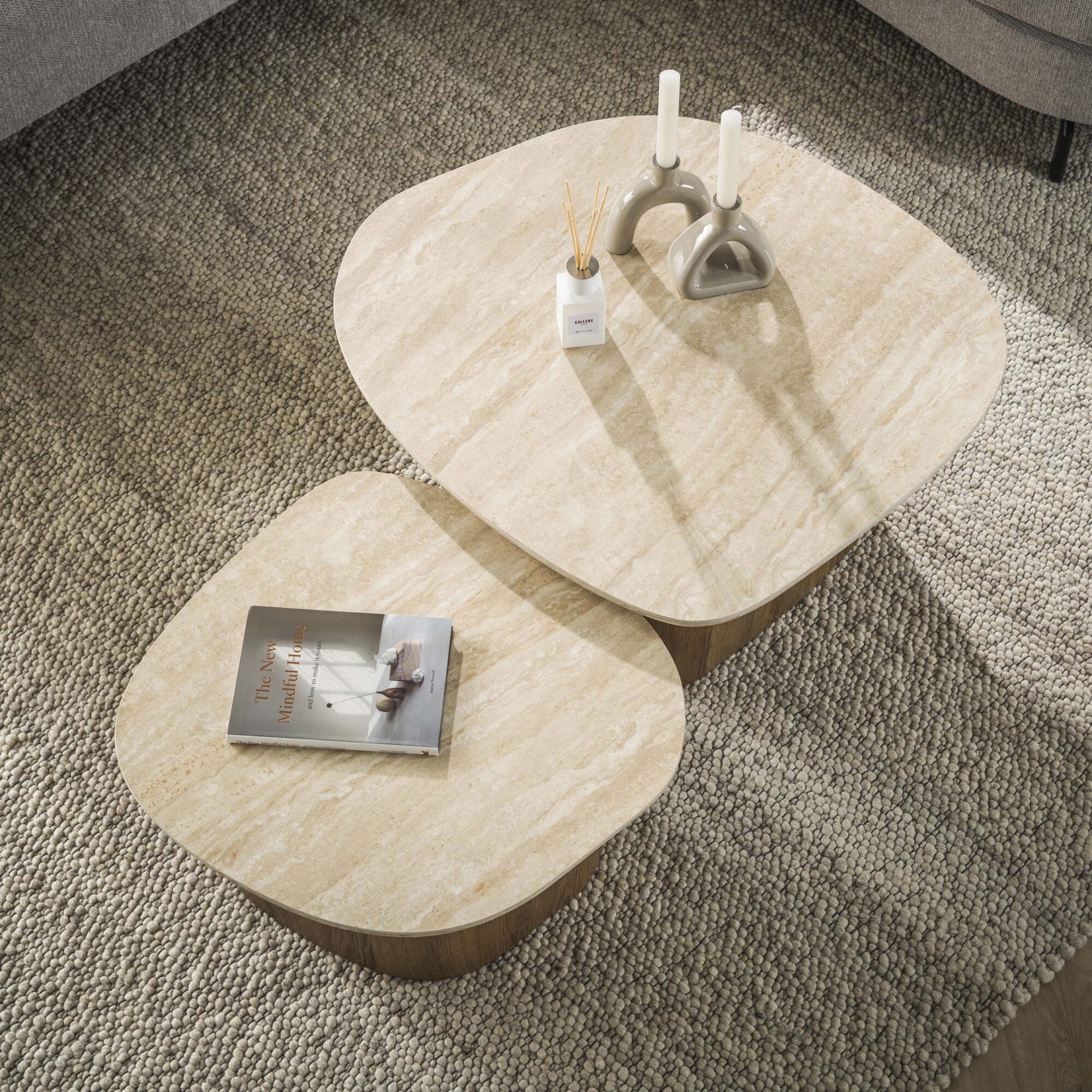 Salontafel Romano set van 2 - Keramiek Travertin