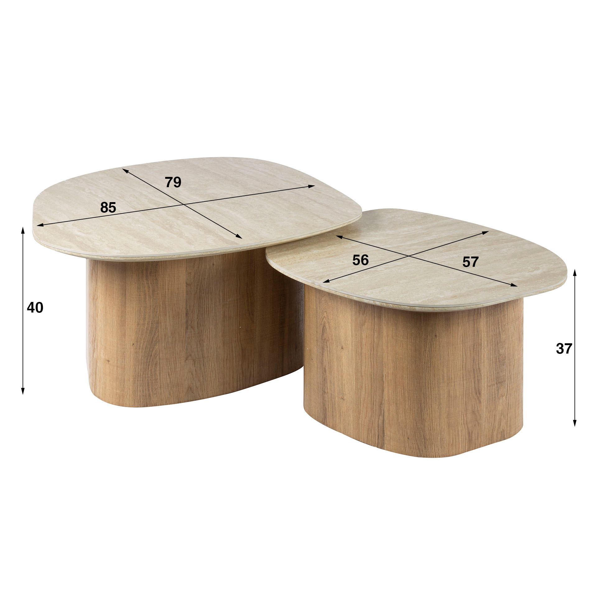 Salontafel Romano set van 2 - Keramiek Travertin - Afbeelding 5