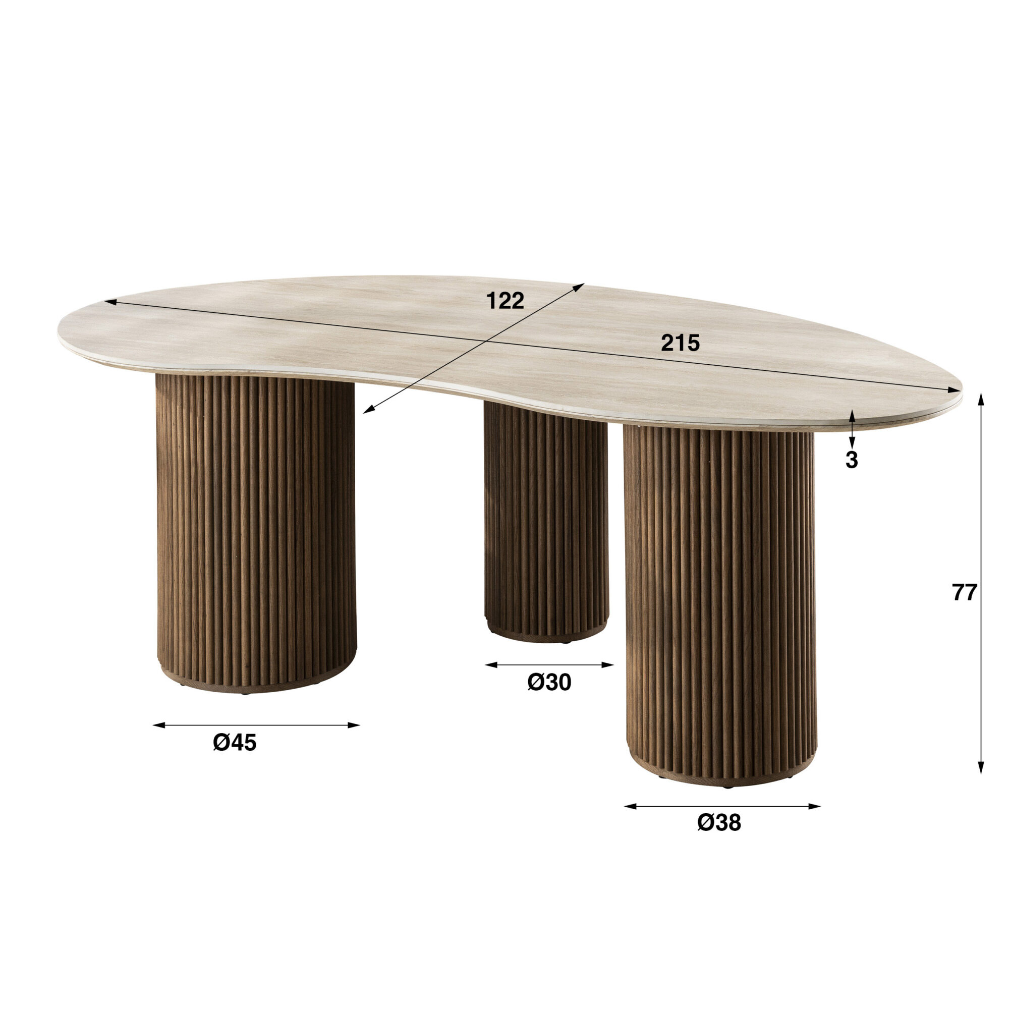 Organische Eettafel Romano Keramiek in Travertin-look 215 x 122cm - Afbeelding 7