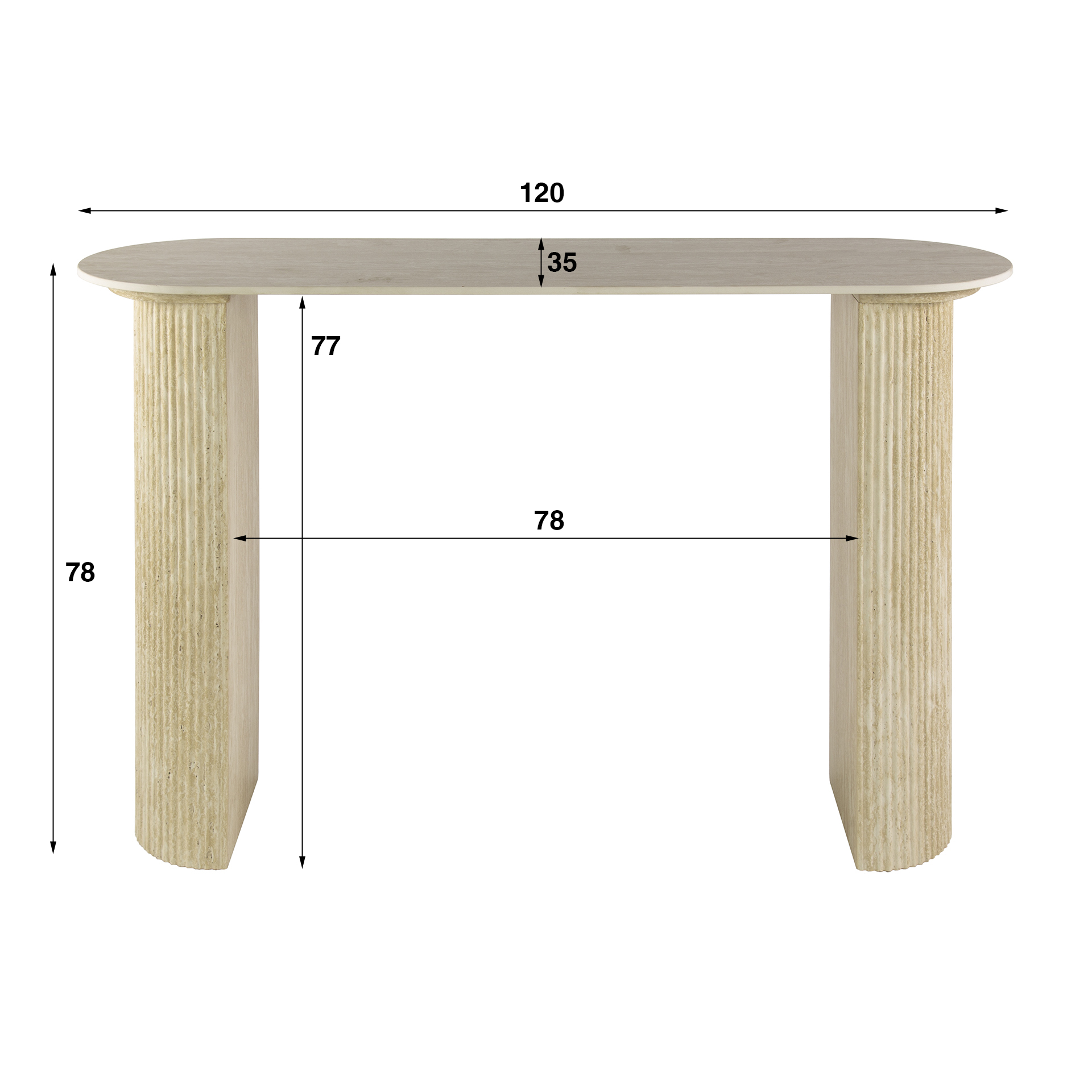 Hal-/Kaptafel Romano Arch - Keramiek Travertin - Afbeelding 4