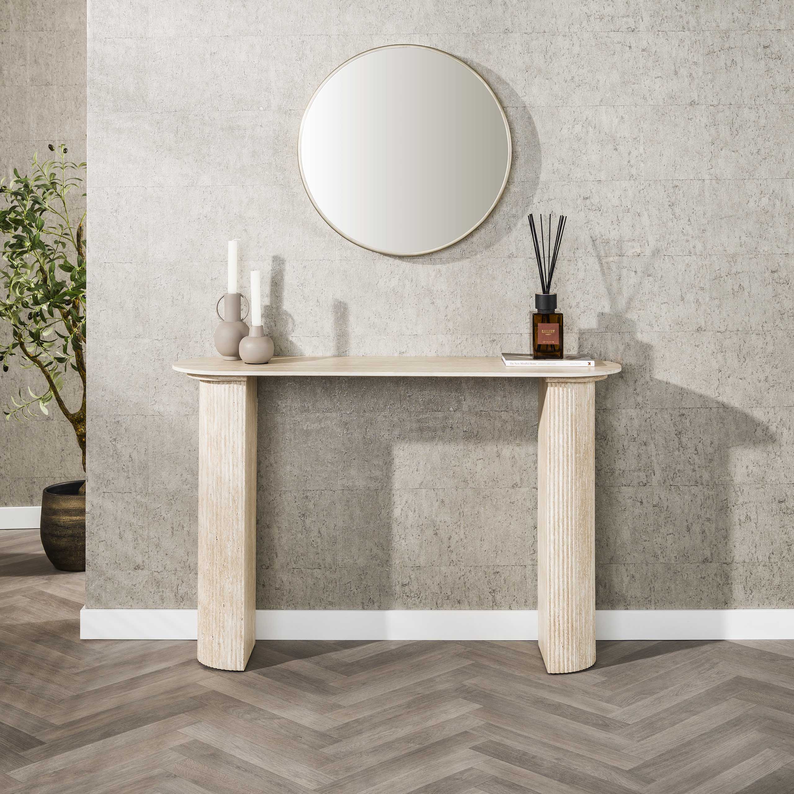 Hal-/Kaptafel Romano Arch - Keramiek Travertin - Afbeelding 2