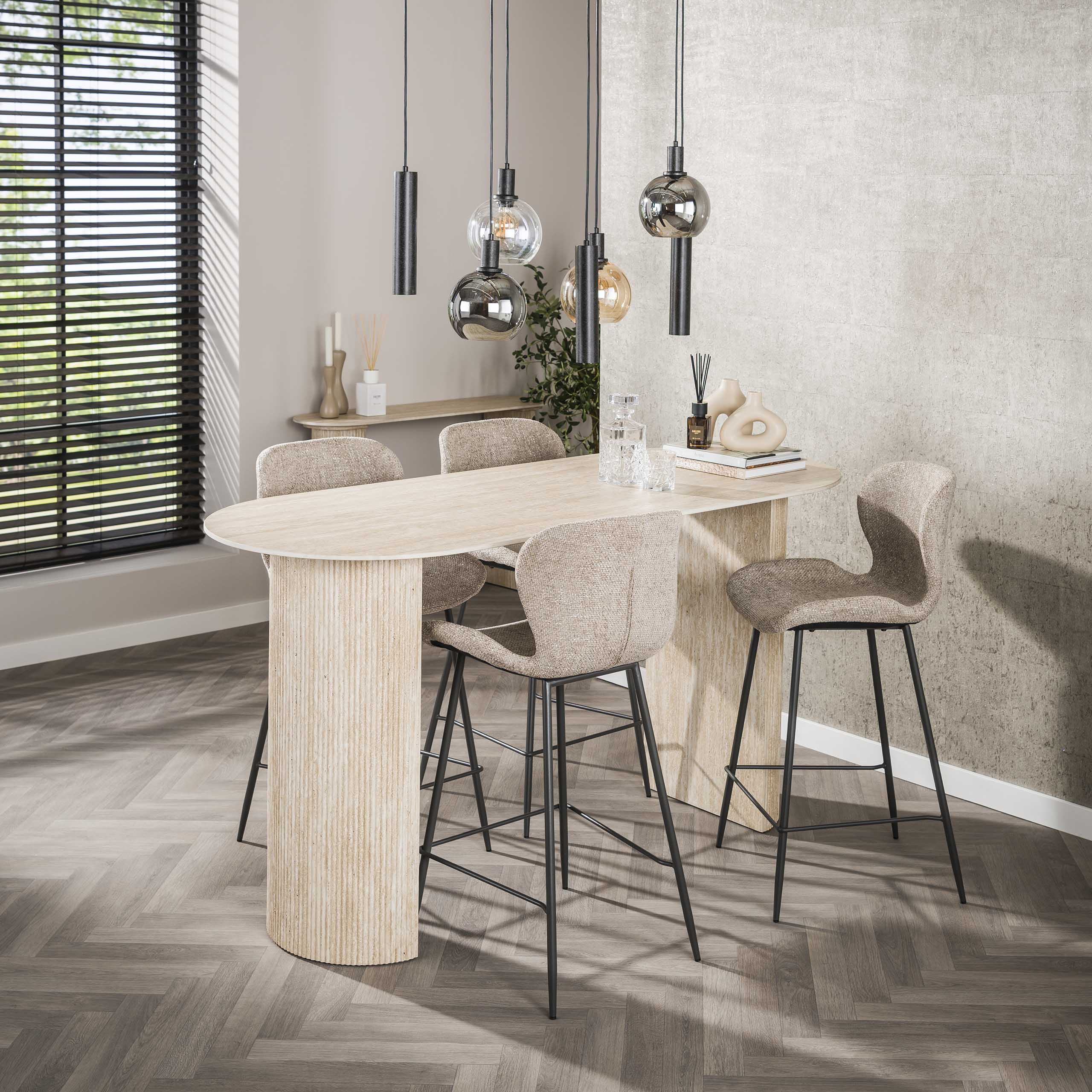 Bartafel Romano Arch ovaal 180 cm - Keramiek travertin