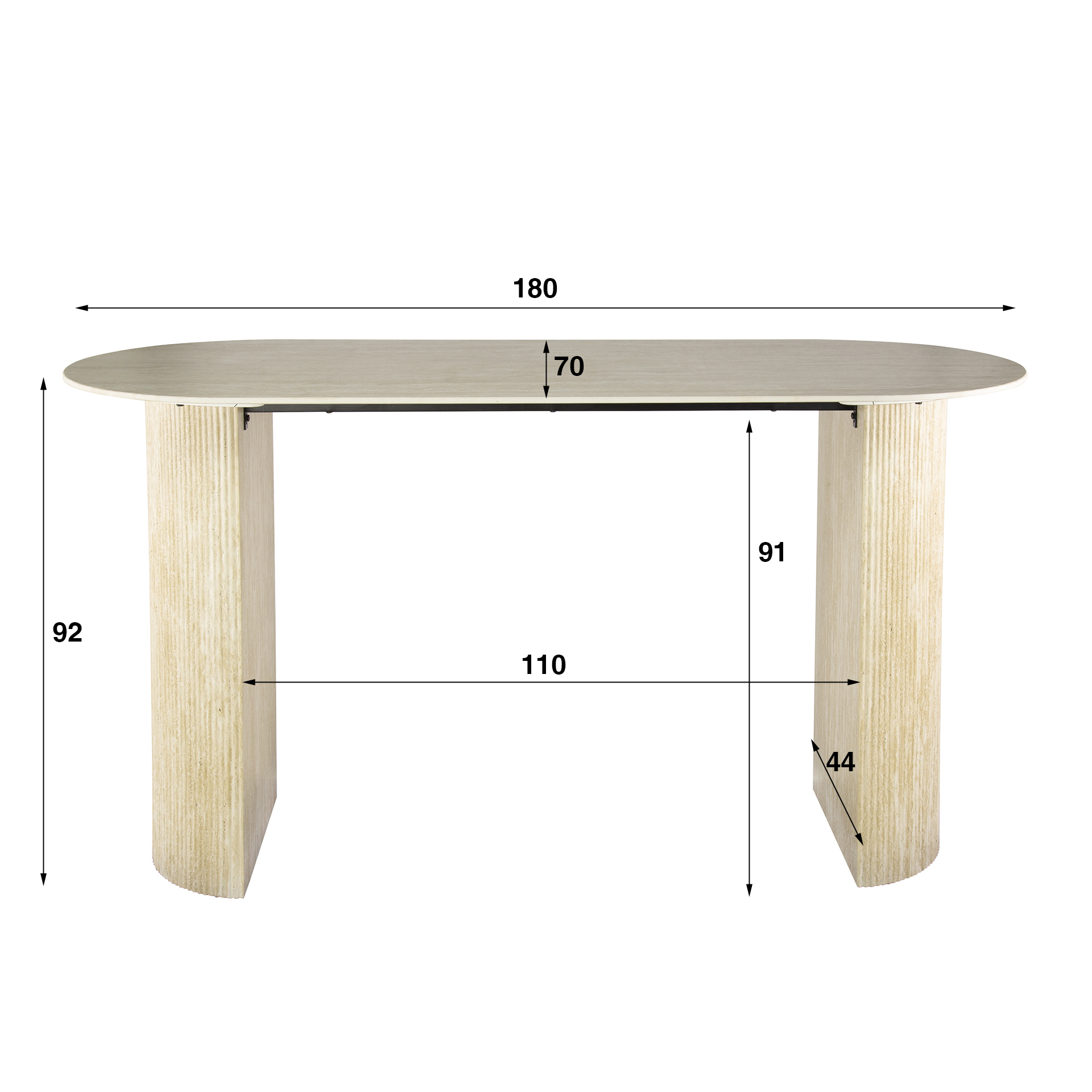 Bartafel Romano Arch ovaal 180 cm - Keramiek travertin - Afbeelding 4