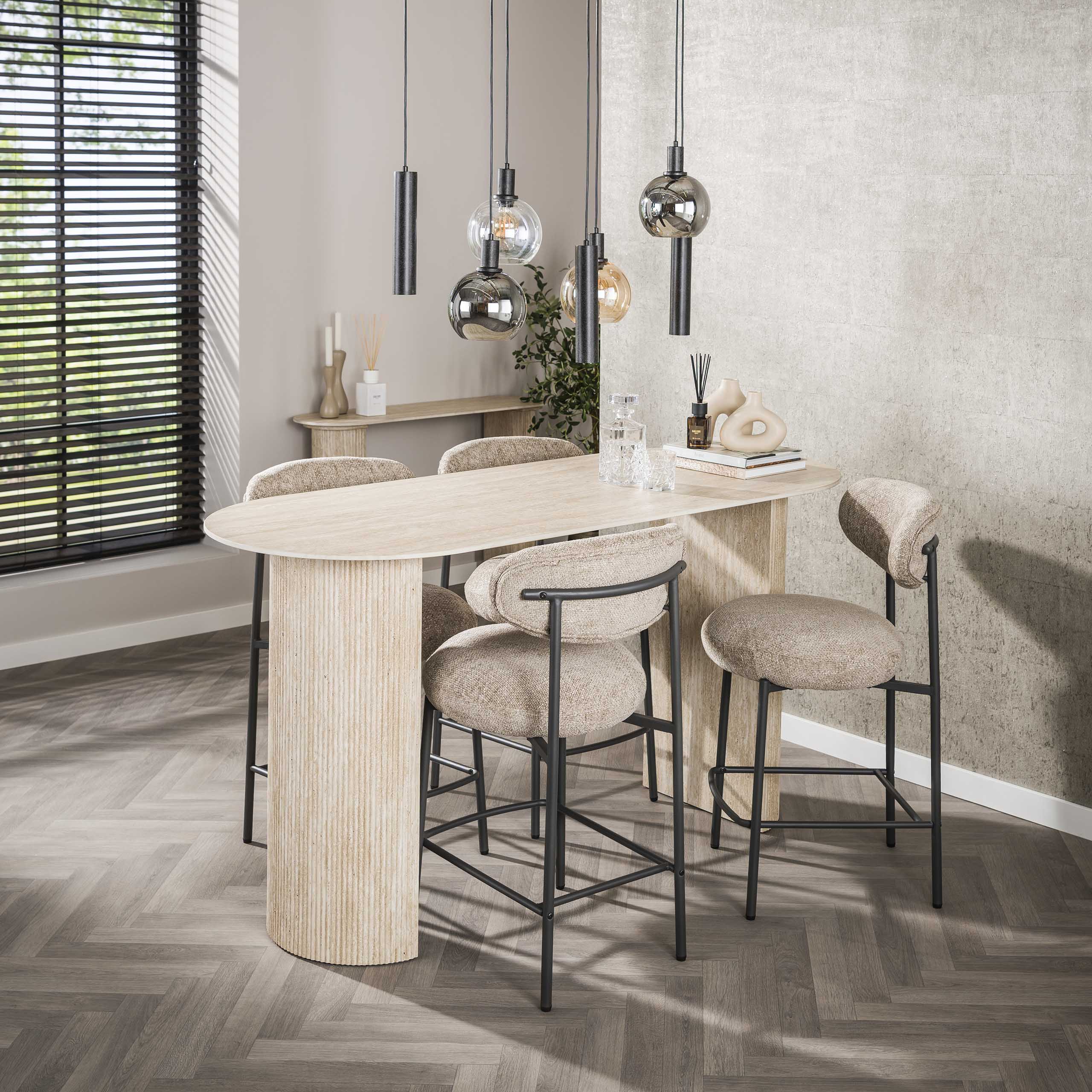 Bartafel Romano Arch ovaal 180 cm - Keramiek travertin - Afbeelding 2