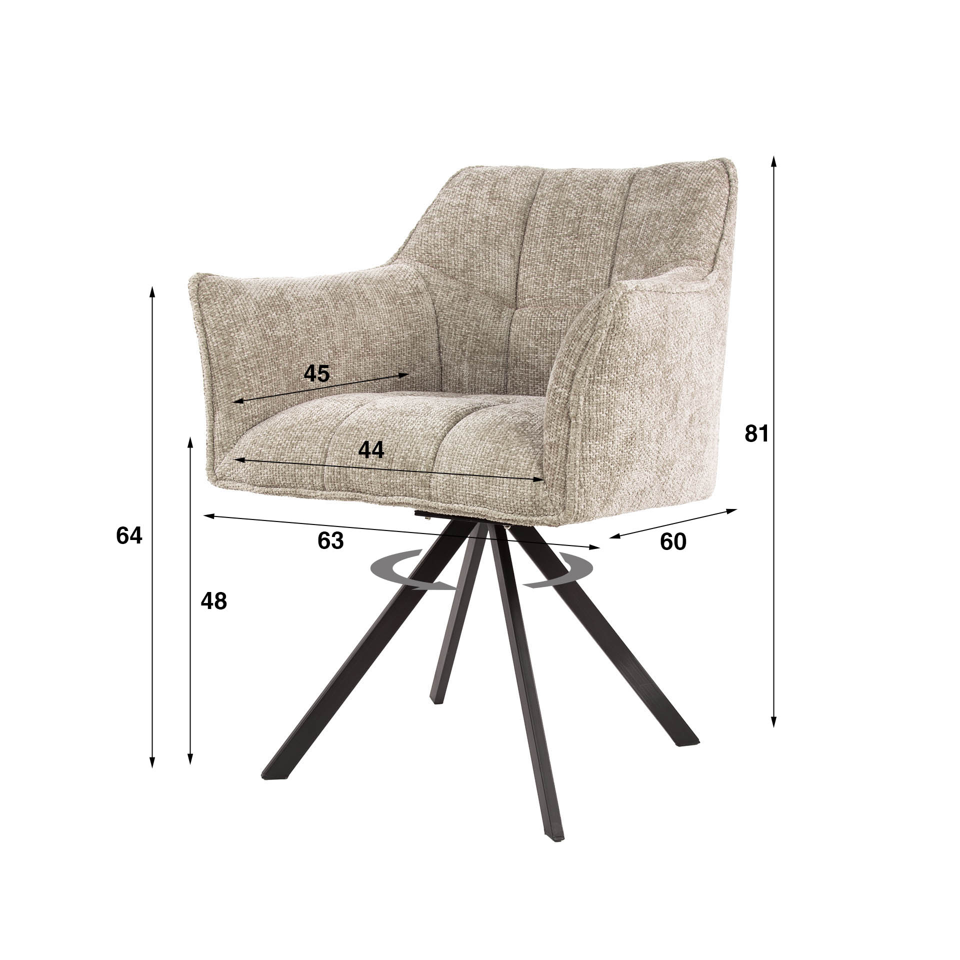 Draaibare Eetkamerstoel Raster Velvet – Rich Zand - Afbeelding 10