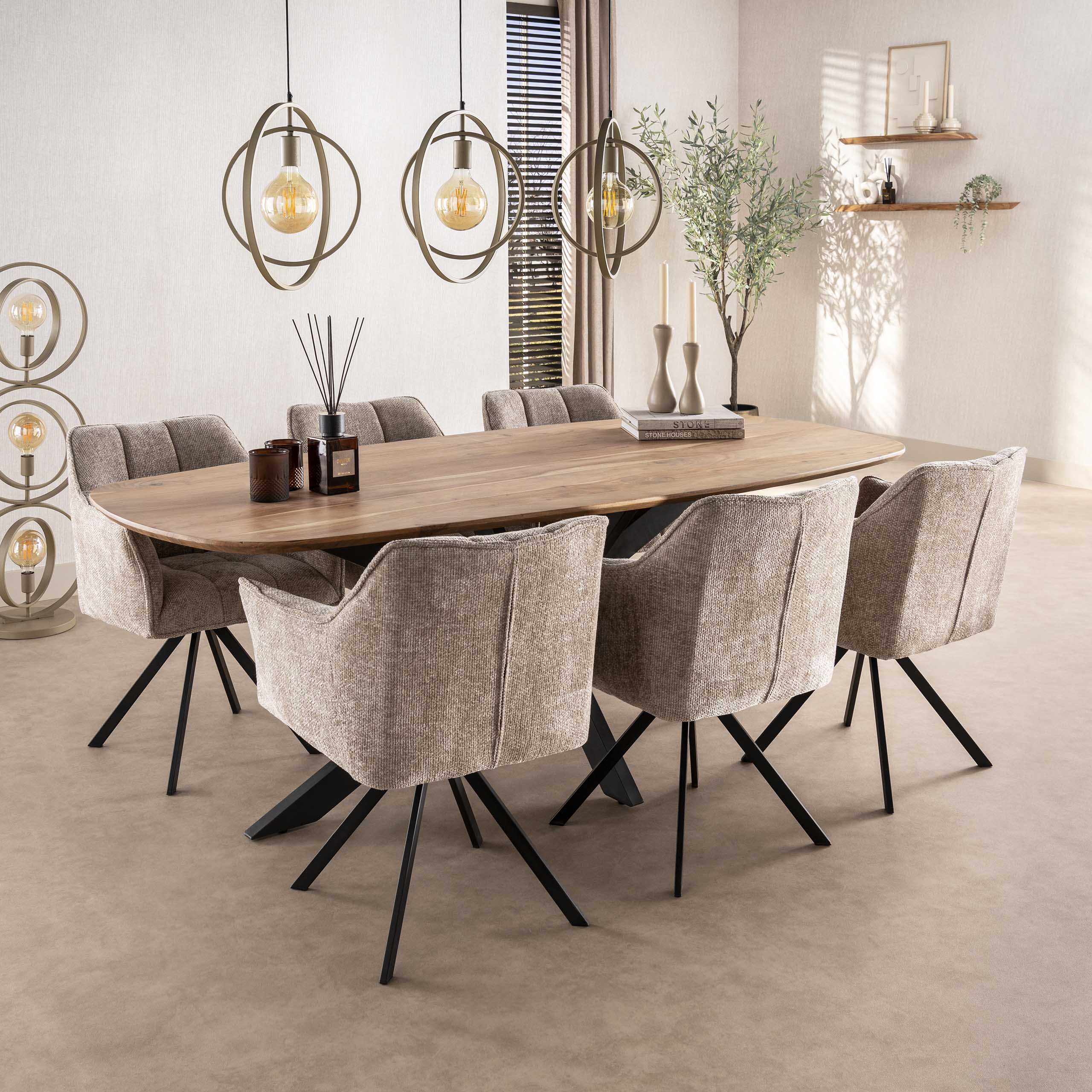 Draaibare Eetkamerstoel Raster Velvet – Rich Zand - Afbeelding 3